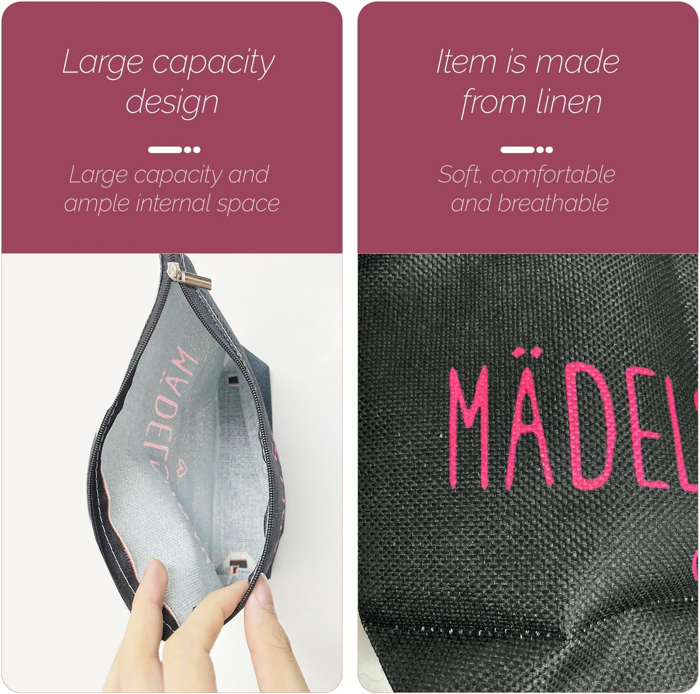 2 German Black Cosmetic Bags, Portable Storage Bags, Travel Wash Bags, Suitable for Cosmetic Finishing image number 2