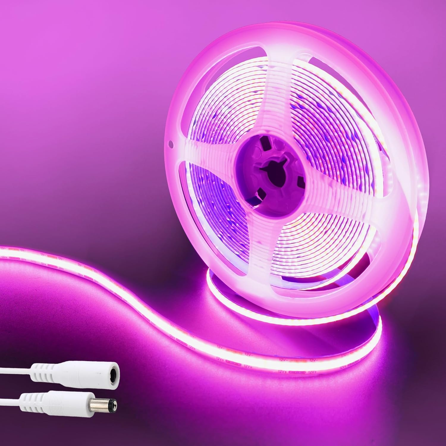 Clearhill 24V COB 320LED Strip Lights,32.8Ft/10M(No Power Supply),Warm White 3000K,320Leds/M,With 5521DC Male and Female Connectors,8Mm Width,Electroplated Double-Sided Panel,Ip20,For DIY Home Indoor