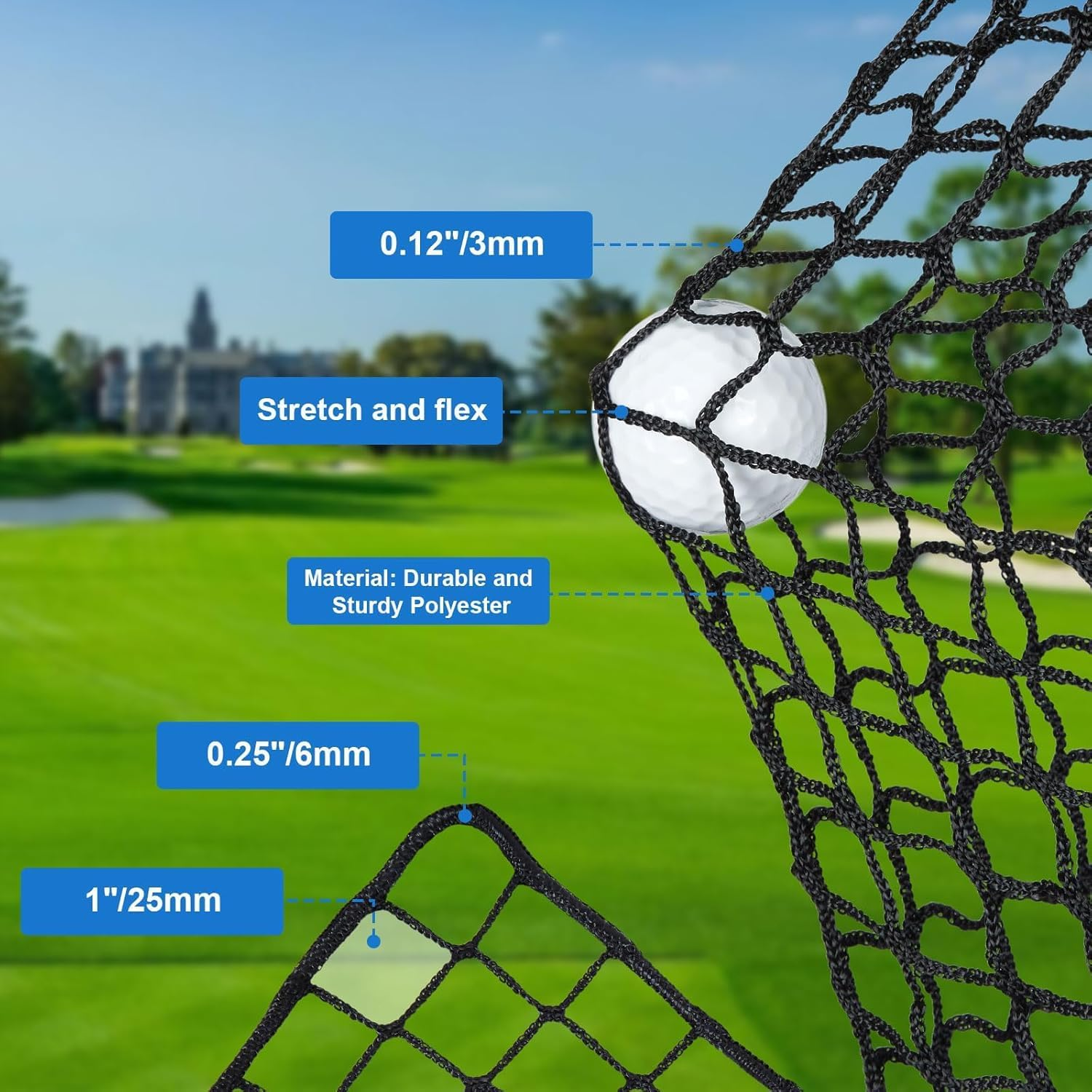 Golf Hitting Net, Heavy Duty Ball Practice Net, Multi-Sport Practice Barrier for Golf, Baseball, Hockey & Chipping - Durable DIY Ball Netting image number 5