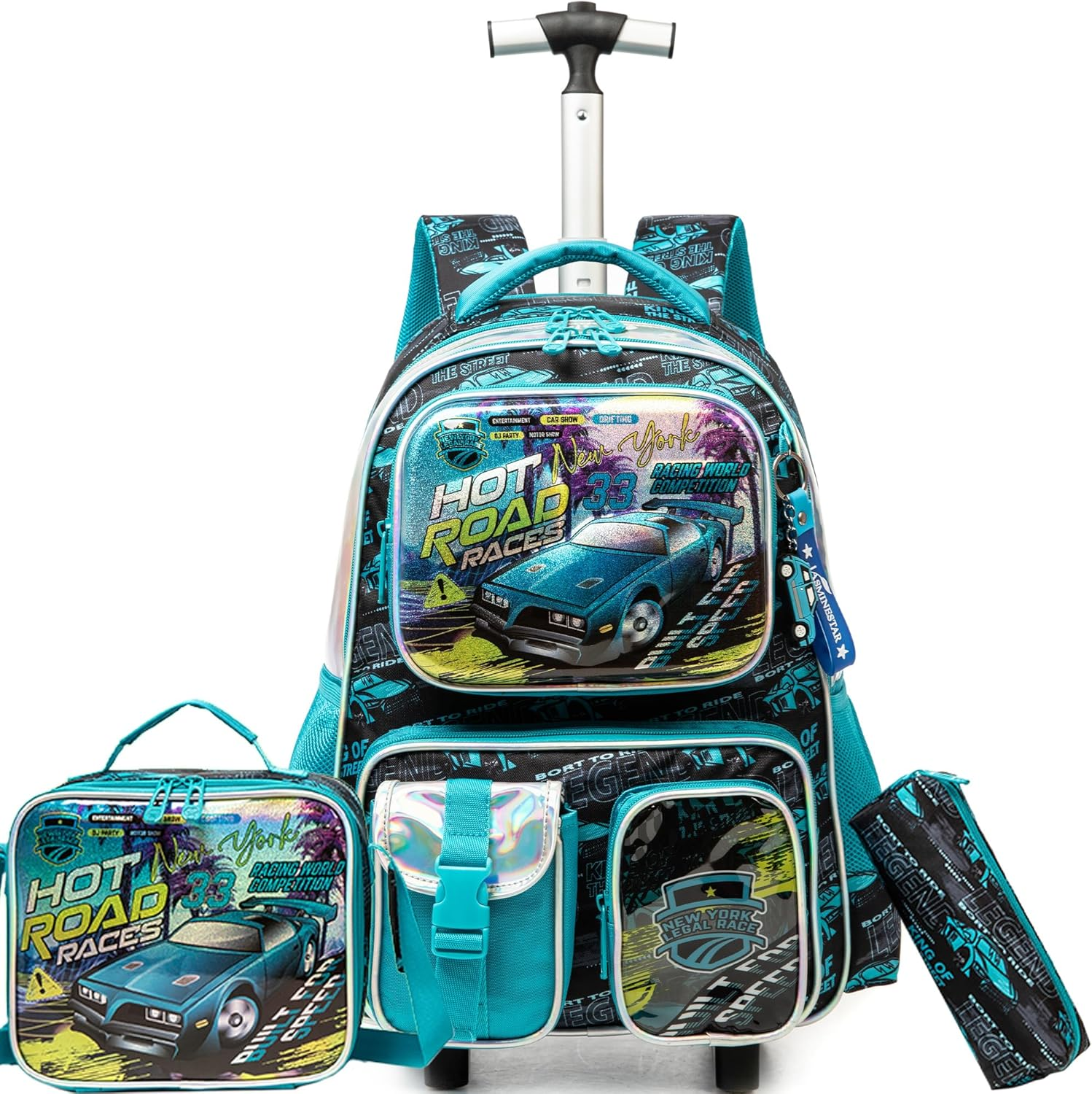 Meetbelify Kids Rolling Backpack with Wheels for Girls Boys Rolling Backpacks for Elementary Students, Boy 02, Small