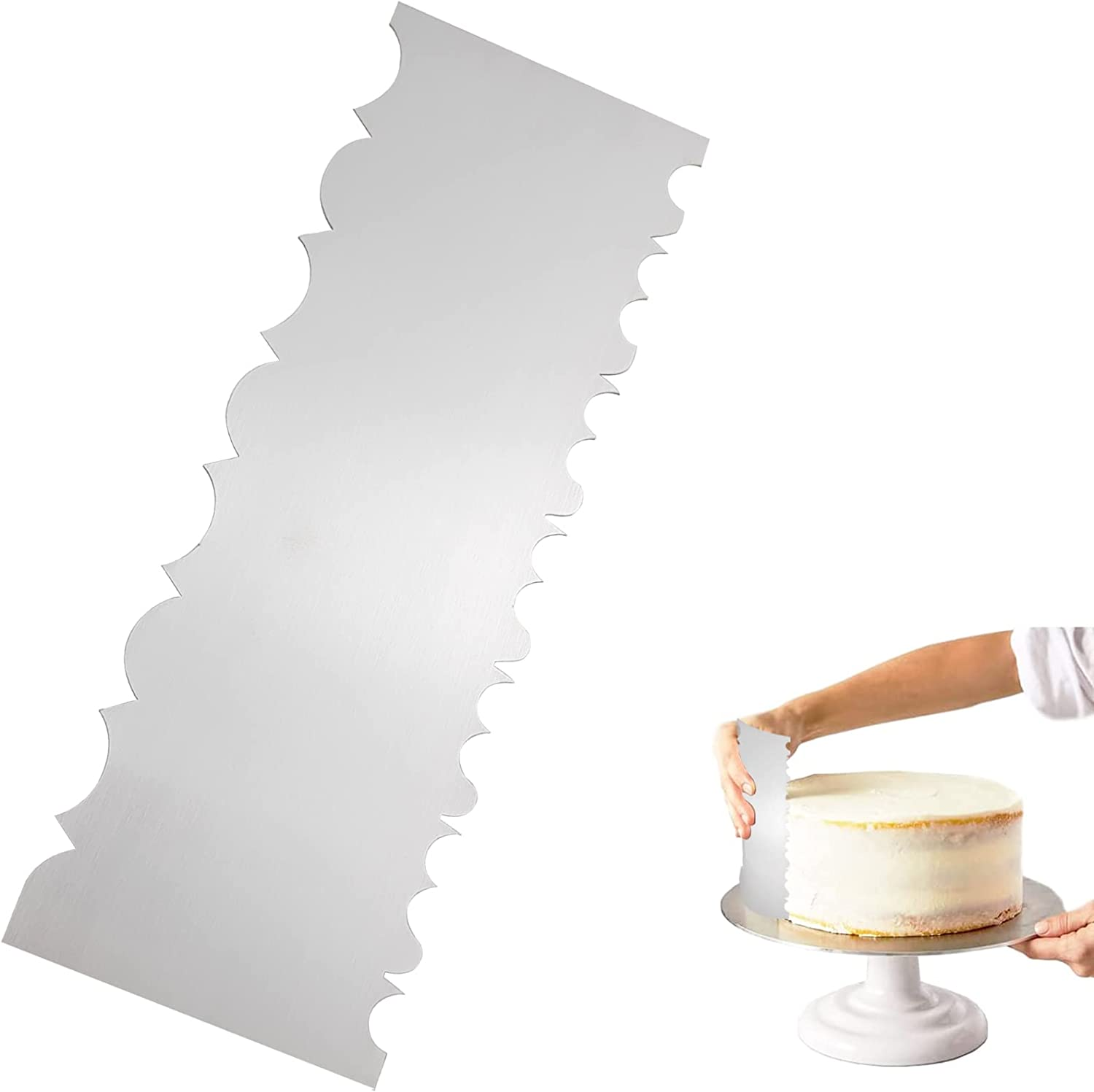 8.6 Inch Stainless Steel Cake Scraper Metal Scraper for Cake Smoother Leveler Scraper Cake Decorating Comb Cake Cutter for Mousse Butter Cream (Style 3) image number 4