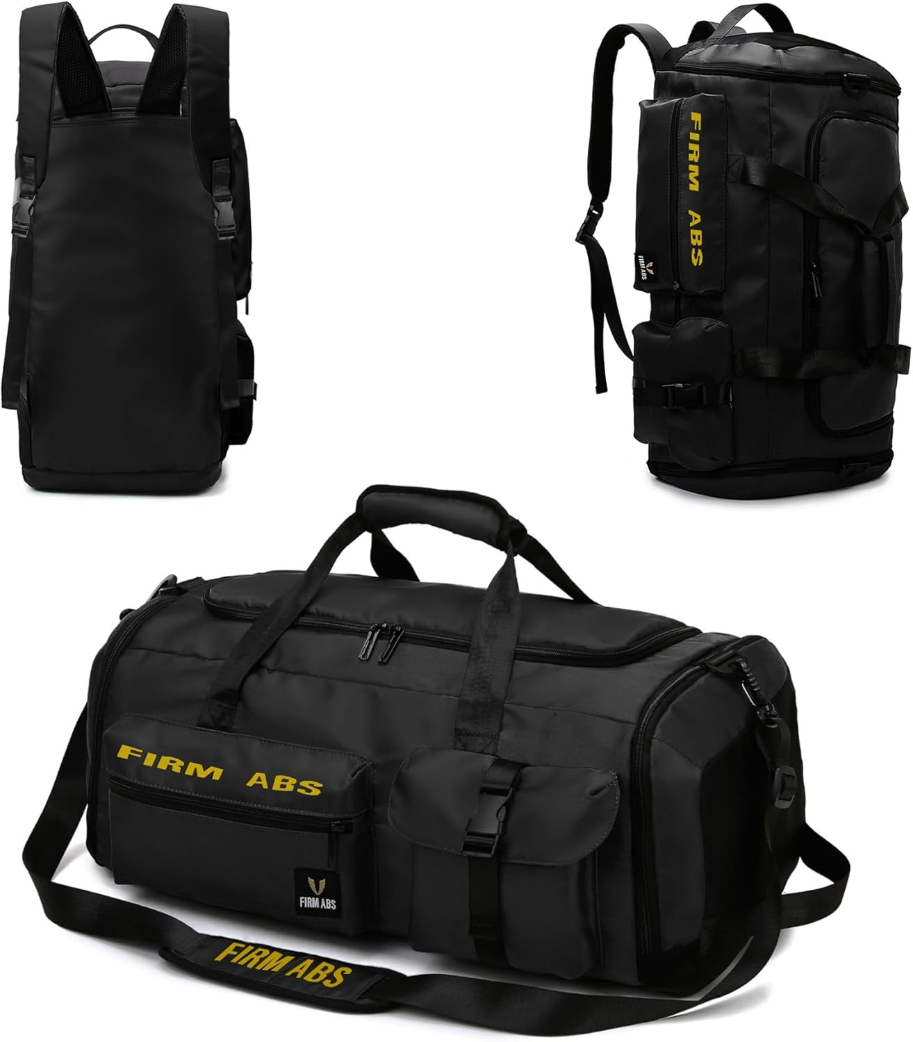 Mfinesun 3 in 1 Gym Bag for Men and Women, 65L Large Capacity Travel Duffle Bags Convertible Backpack Weekender Overnight Bag with Shoes Compartment and Dry and Wet Separation (Black)