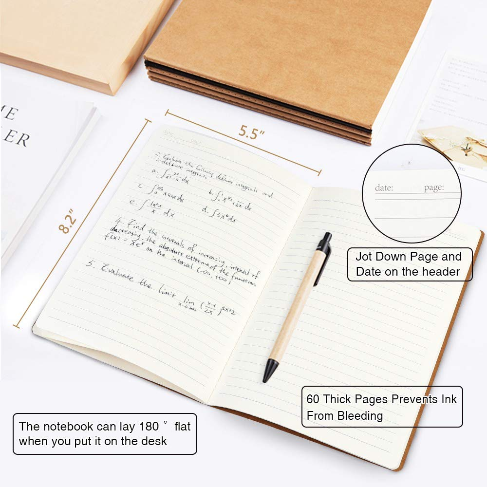 Feela 30 Pack Kraft Notebooks, 60 Lined Pages A5 Notebooks for Women Girls Students, 8.3 X 5.5 Notebook for Making Plans Writing Memos Office School Supplies image number 4