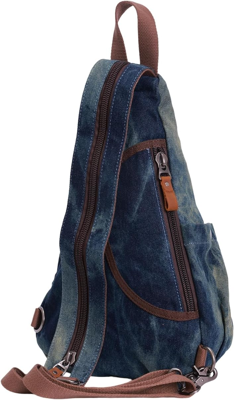 NECTAR YUNBURST Denim Blue & Yellow Canvas Leather Multi-Function Pack - Crossbody Backpack/Shoulder Casual Daypack/Rucksack for Cycling Hiking Travel | Water-Resistant | 40X28X16Cm Unisex image number 2