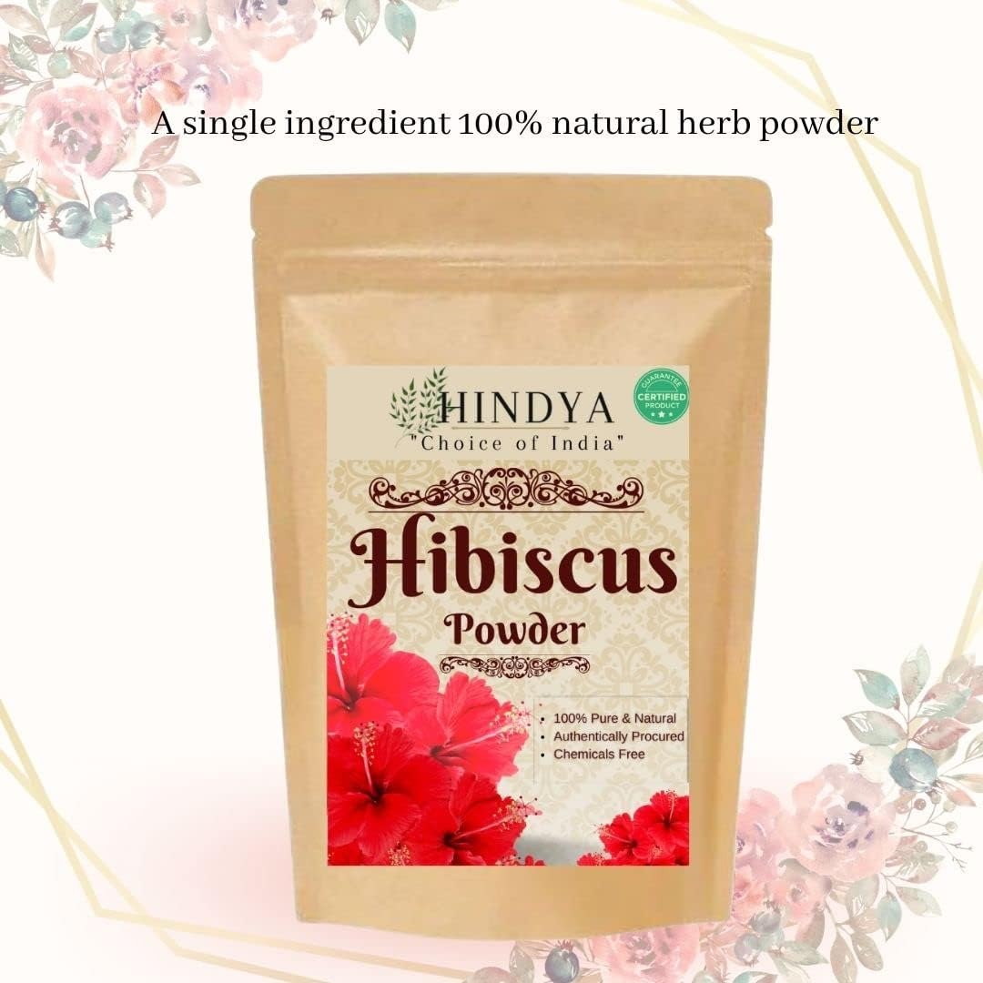 Organic Hibiscus Flower Powder for Face Pack and Hair Mask, Natural Pure Hibiscus Rosa-Sinensis Hair & Skin Care, Gudhal Ka Phool Powder for Dull Hair & Dry Scalp - 100G