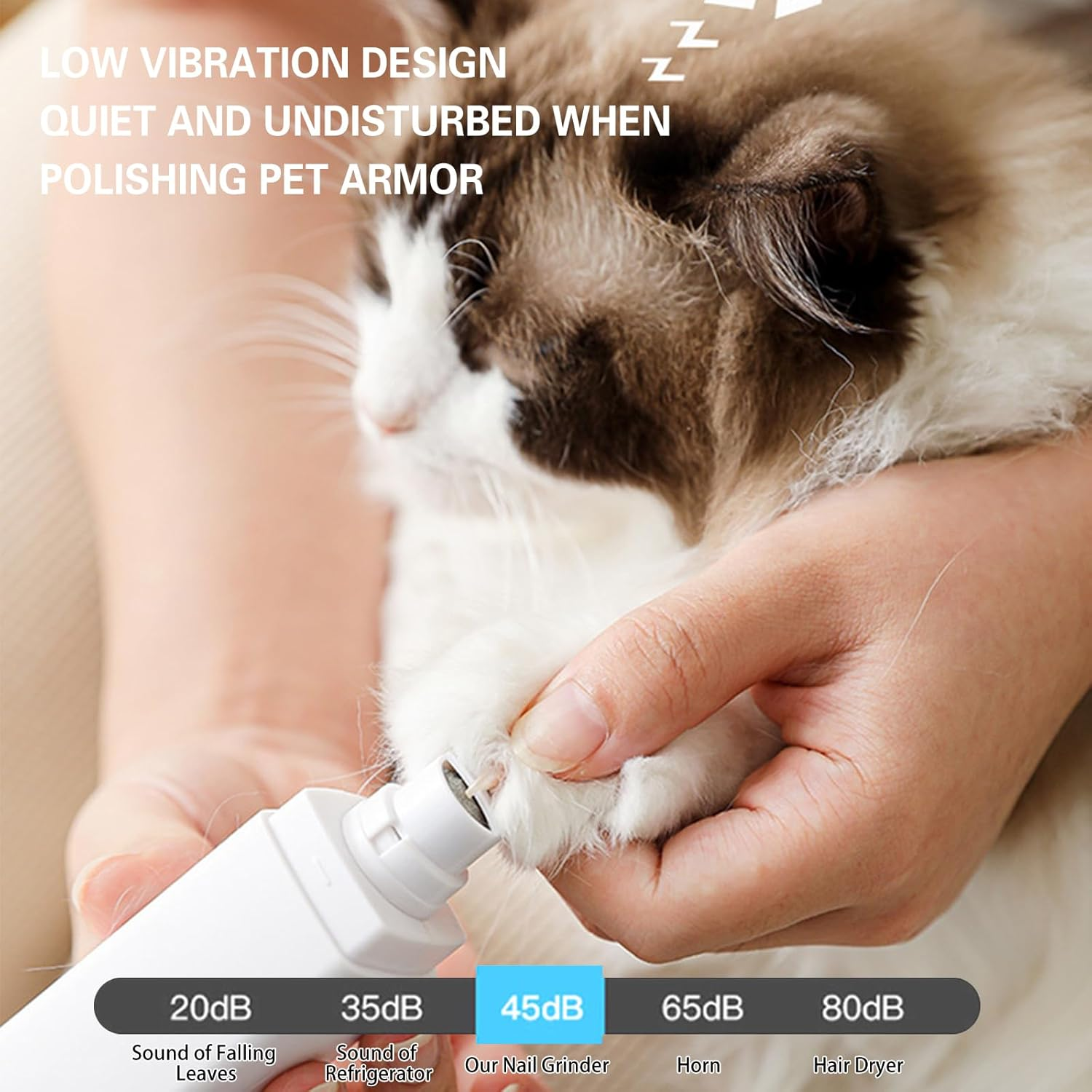 Dog Nail Grinder, 4-Speed Professional Dog Nail Trimmer W/Led Light, Battery Level & Gear Display, 4 Grinding Ports, Tail Red & Purple Light Design, Pet Nail Grinder for Dogs Cats image number 3