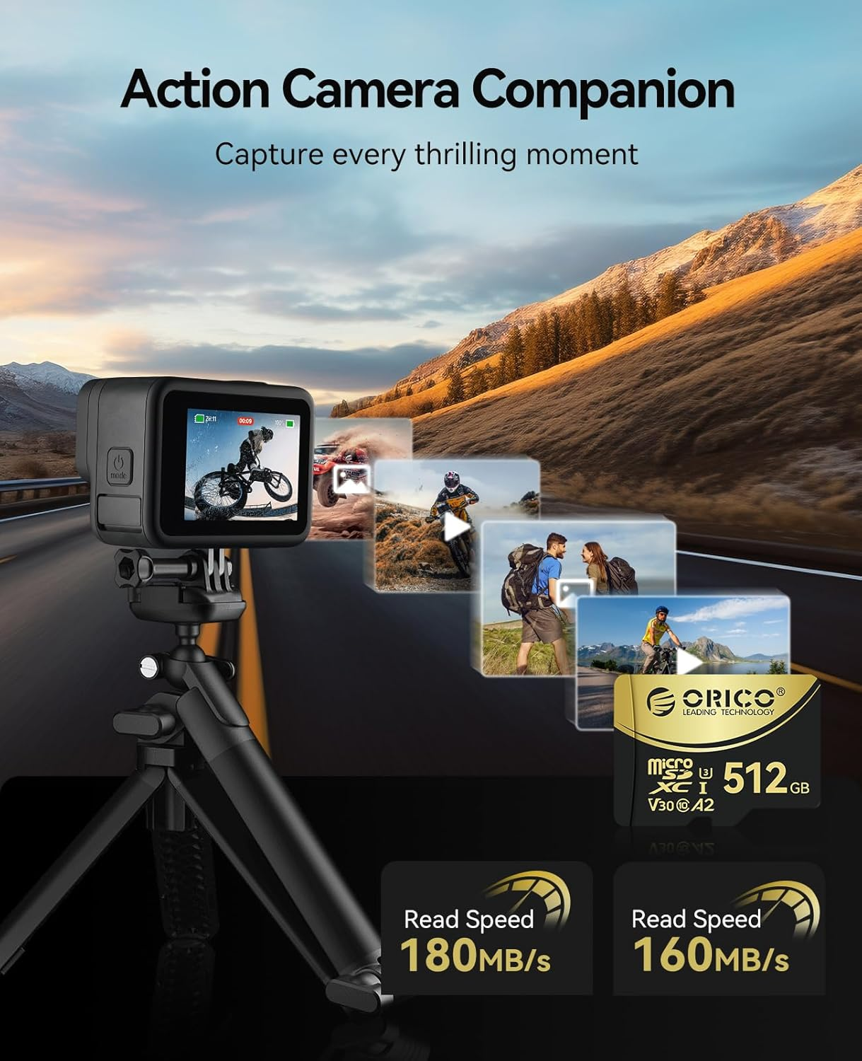 ORICO V3 512GB Microsdxc UHS-I Memory Card, 180Mb/S Read(Require DDR 220 Reader), 160Mb/S, 4K UHD Recoding, U3, Class10, V30, A2, Micro SD for Drone, Game Console TF Card image number 6