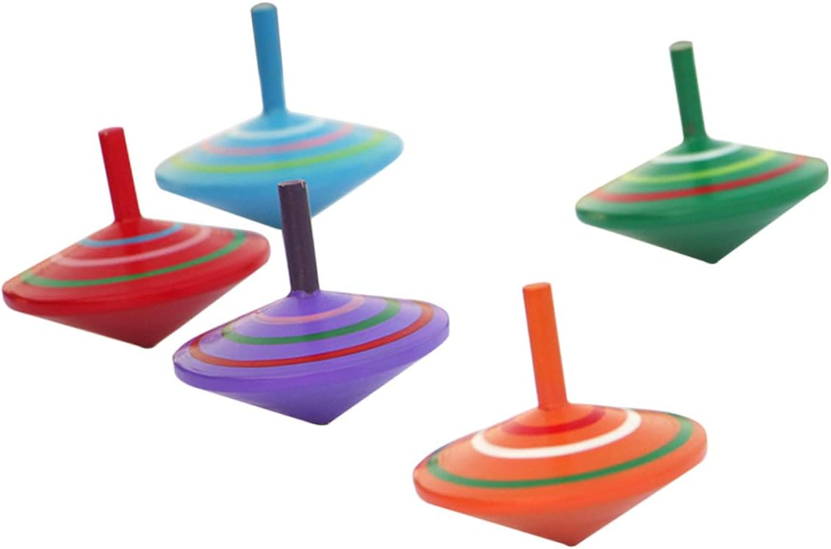 Totority 5 Pack Wooden Spinning Top Toys for Kids Educational Kids Top Toy Set Random Color image number 3