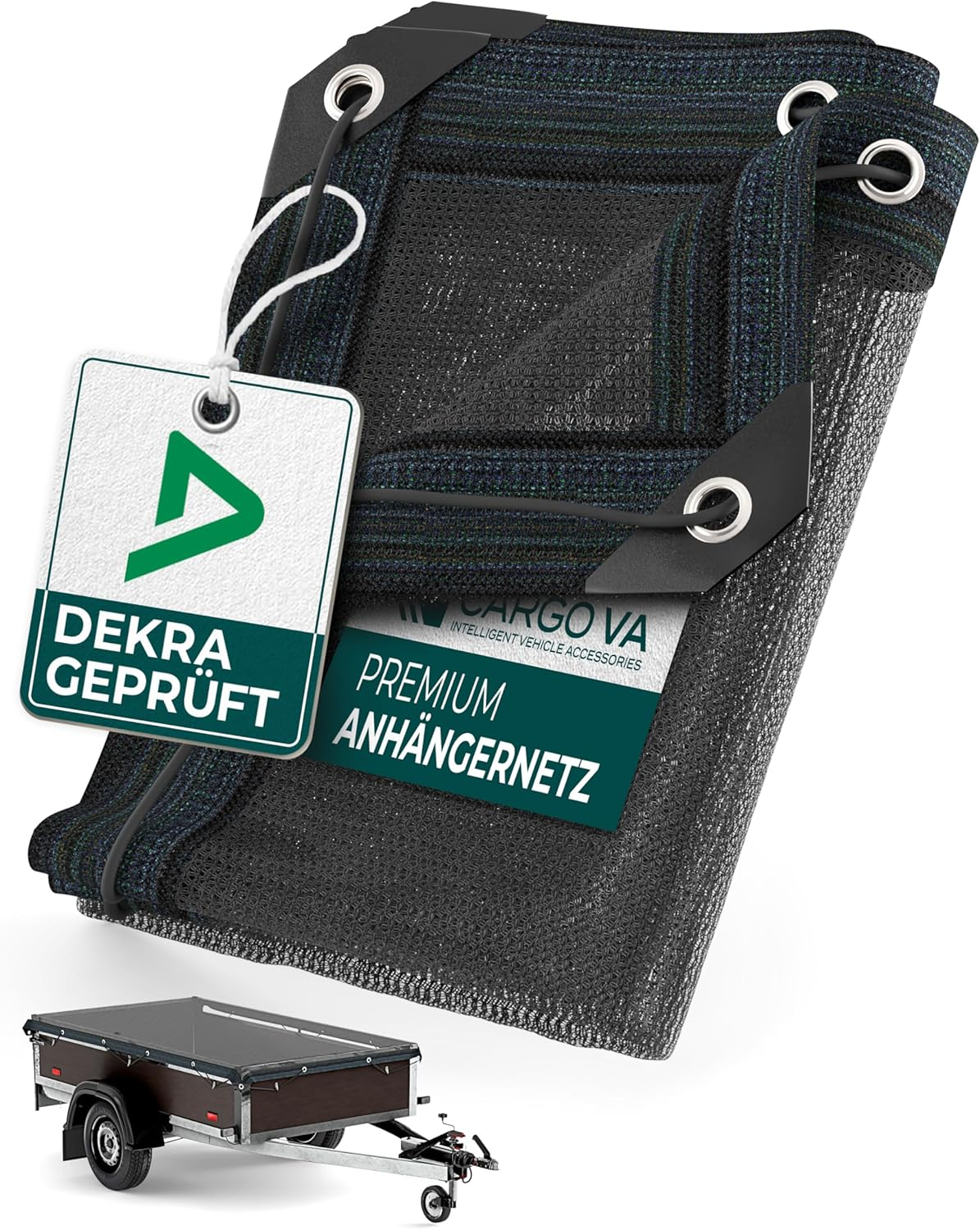 Cargova&reg; Trailer Net Fine Mesh 1.5 X 2.5 M Black Fine Mesh Cover Net with Rubber Cord for Optimal Load Securing image number 1