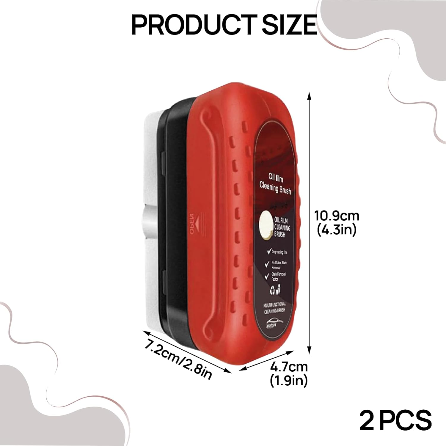 Car Window Cleaner, 2Pcs Car Glass Cleaner, Oil Film Cleaning Brush, Windscreen Cleaner, Glass Oil Film Remover, Car Glass Oil Film Cleaner Removes Dirt, Water Stains, Easily Restore Glass Clarity image number 1