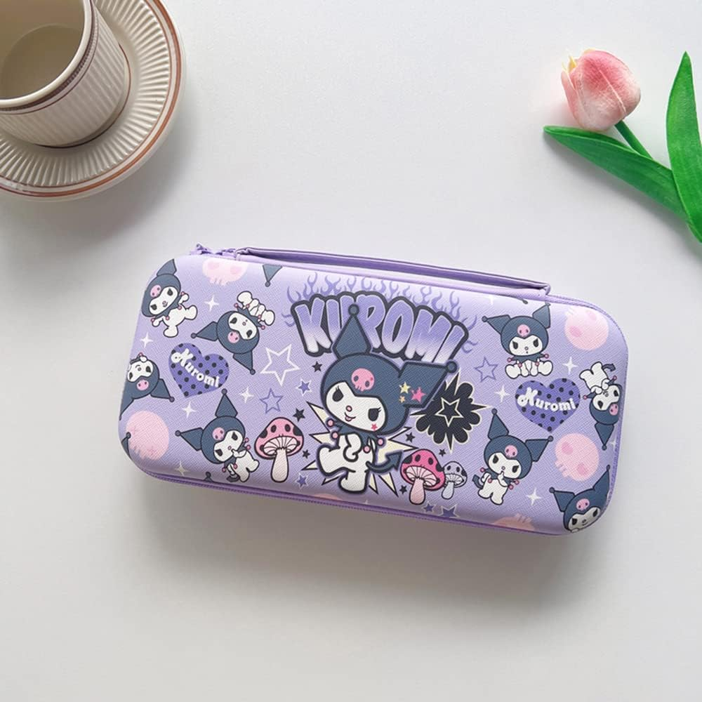 PERFECTSIGHT Cute Switch Carrying Case for Nintendo Switch OLED, Kawaii Hard Shell Portable Travel Carry Case with 12 Game Card Slots, Inner Protective Storage Bag for NS Console & Accessories, Purple - Blue Dog image number 6