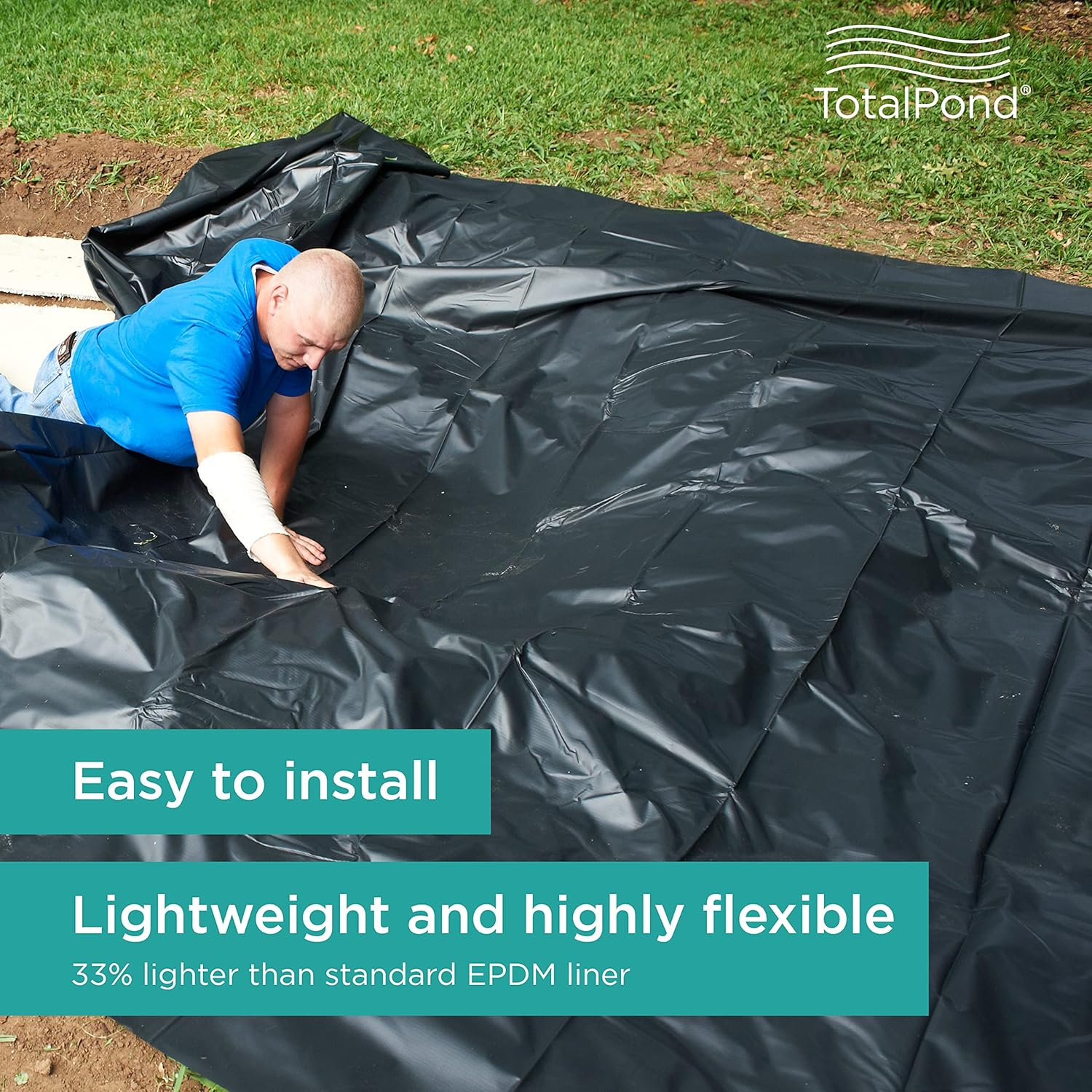 Totalpond 10 X 13 Ft. PVC Pond Liner, for Ponds up to 600 Gallons, 14.5 Mil, Flexible and Easy to Install, Durable and Strong Reinforced Mesh Weave, UV and Tear Resistant, Multi-Purpose Use, Black image number 5