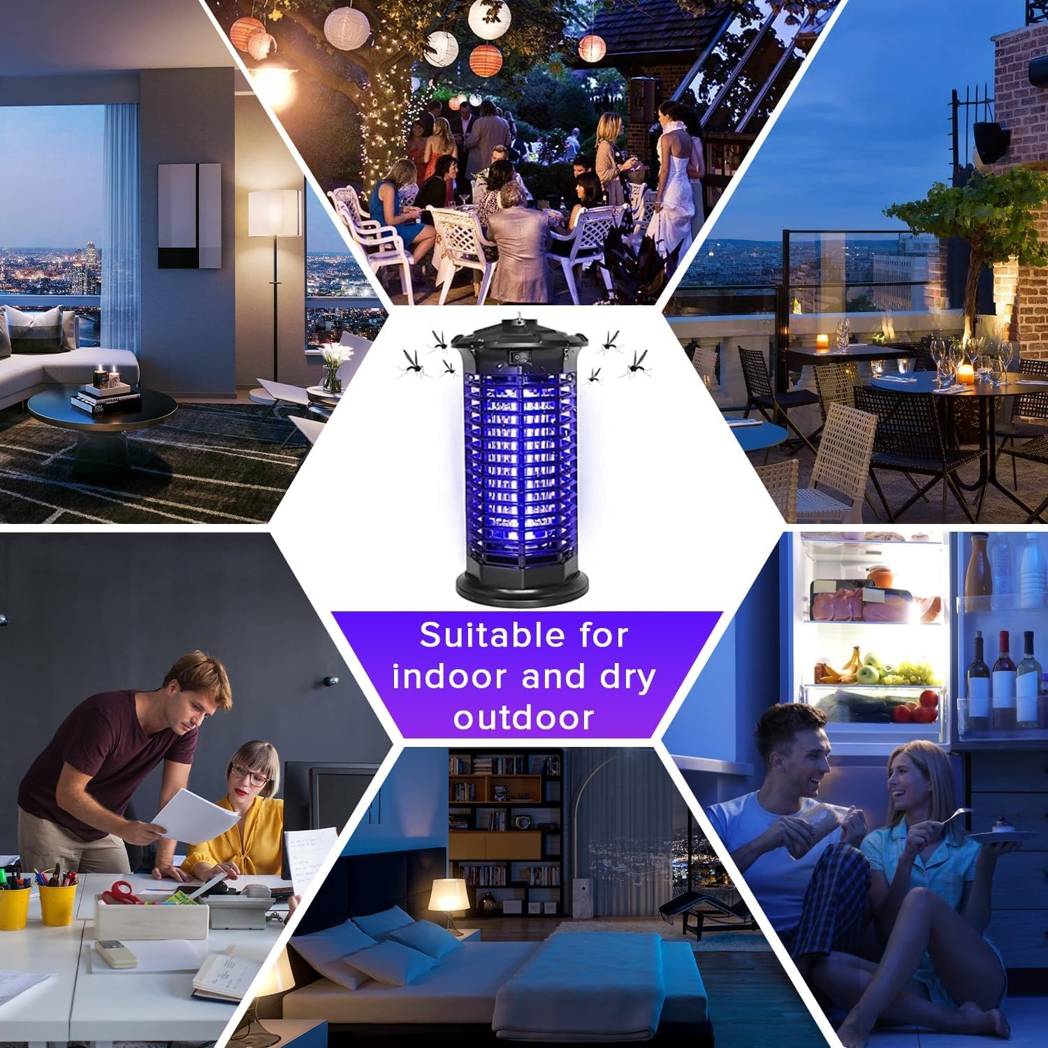 4200V Electric Mosquito Zapper, Yakiter Mosquito Killer, Waterproof Fly Zapper Bug Zapper, Mosquito Zapper Standing or Hanging Outdoor/Indoor, Mosquito Killer for Home, Insect Fly Zapper (Black) image number 1