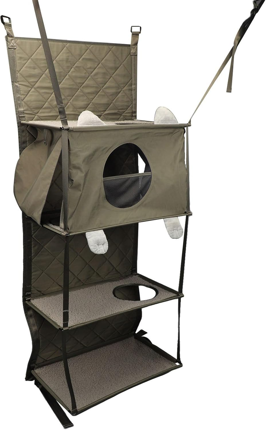 Bewinner Foldable Cat Climbing Frame Door or Wall Mounted, Multifunctional Cat Tower, Cat House Bed Furniture with Detachable Pillow & Bell Toy for Indoor Cats image number 2