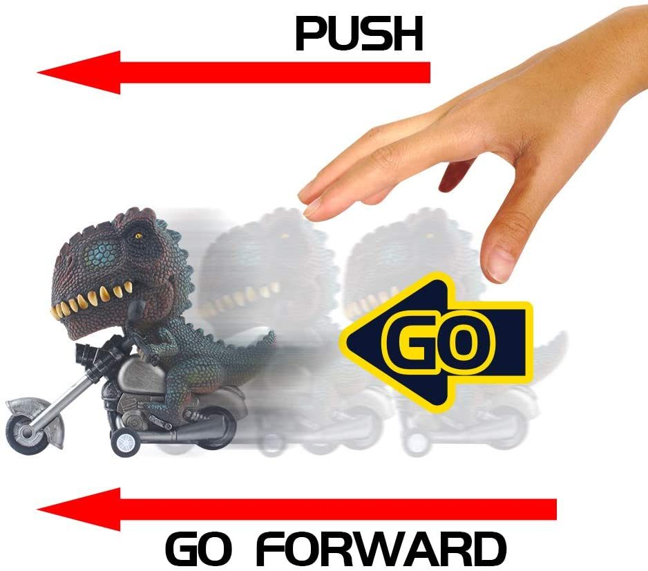 DINOBROS Dinosaur Toy Cars 2 Pack Friction Powered Motorcycle Game T-Rex and Triceratops Monster Dino Toys for Boys Age 3,4,5,6,7 image number 4