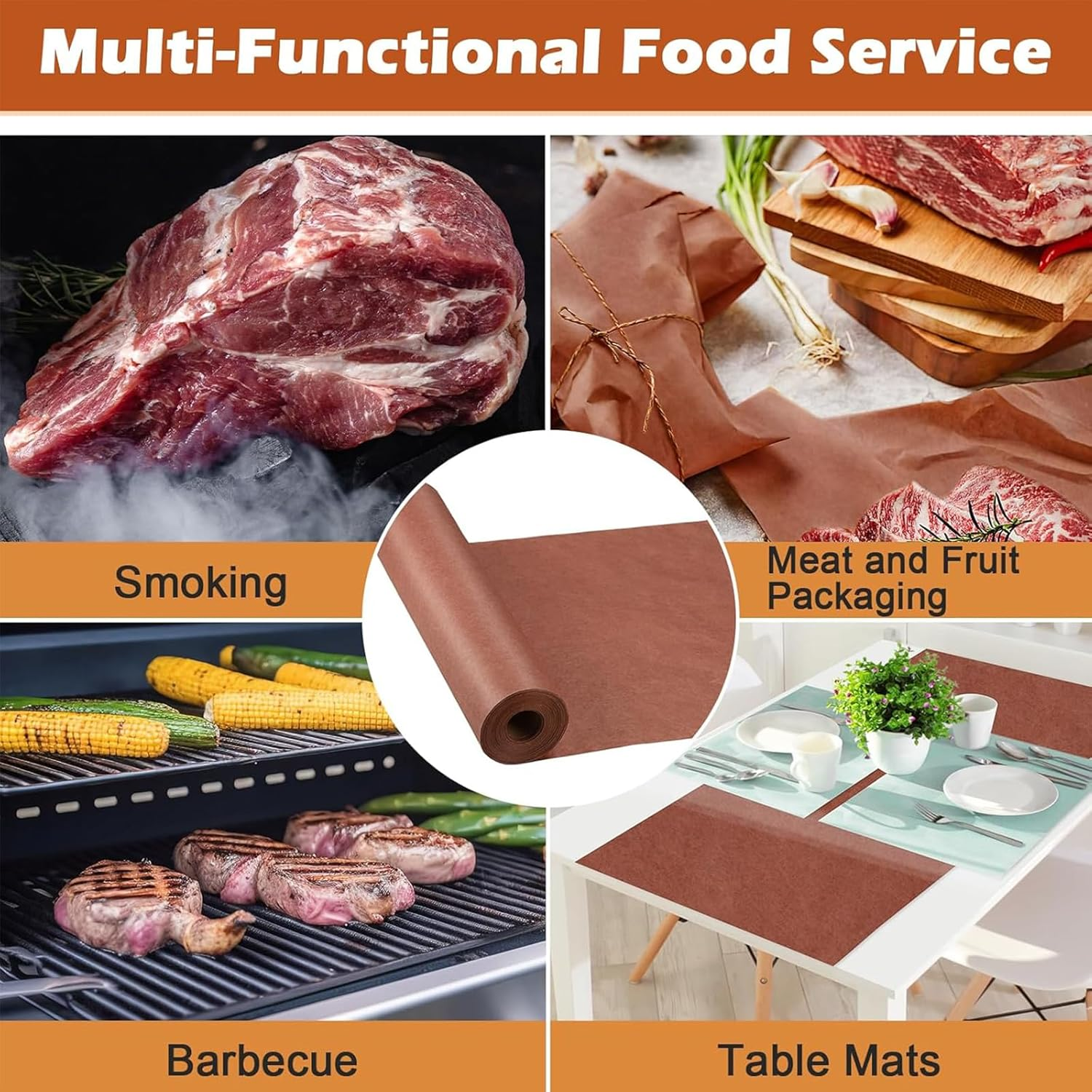 Pink Butcher Paper Roll - Food-Grade Peach Butcher Paper for Smoker, BBQ, Grilling, Smoking Meat - Unbleached, Uncoated and Unwaxed (40Cm X 10M) image number 3