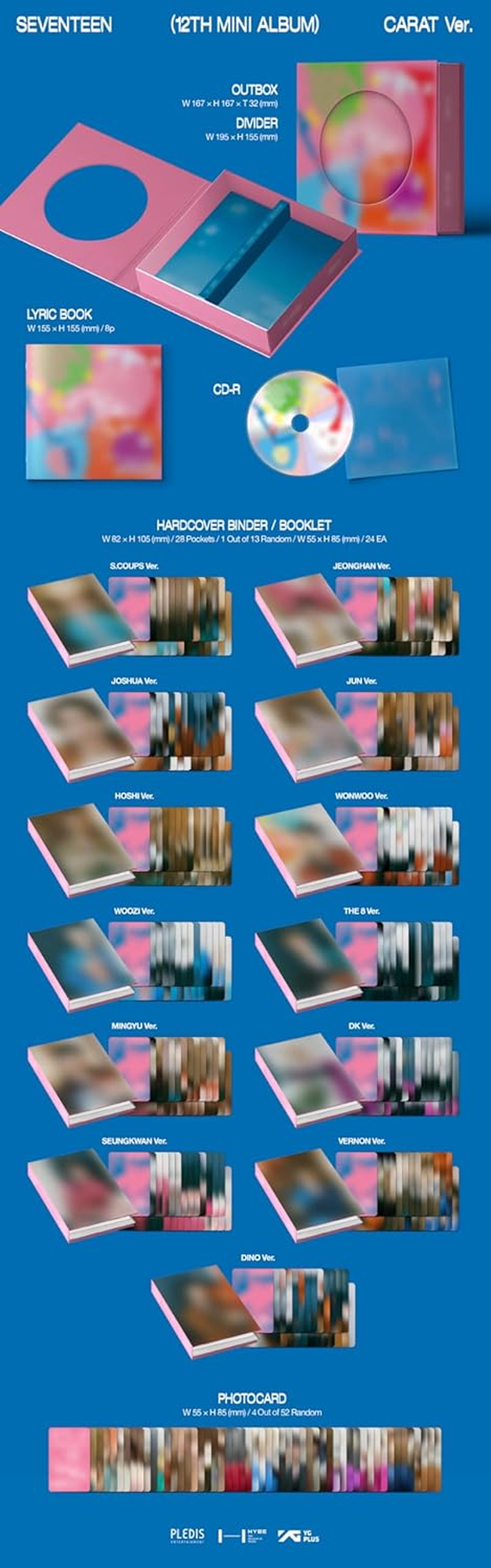 SEVENTEEN SPILL the FEELS 12Th Mini Album Carat Version Outbox+Cd+8P Lyric Book+28P Hardcover Binder Booklet+4P Photocard+Tracking Sealed SVT