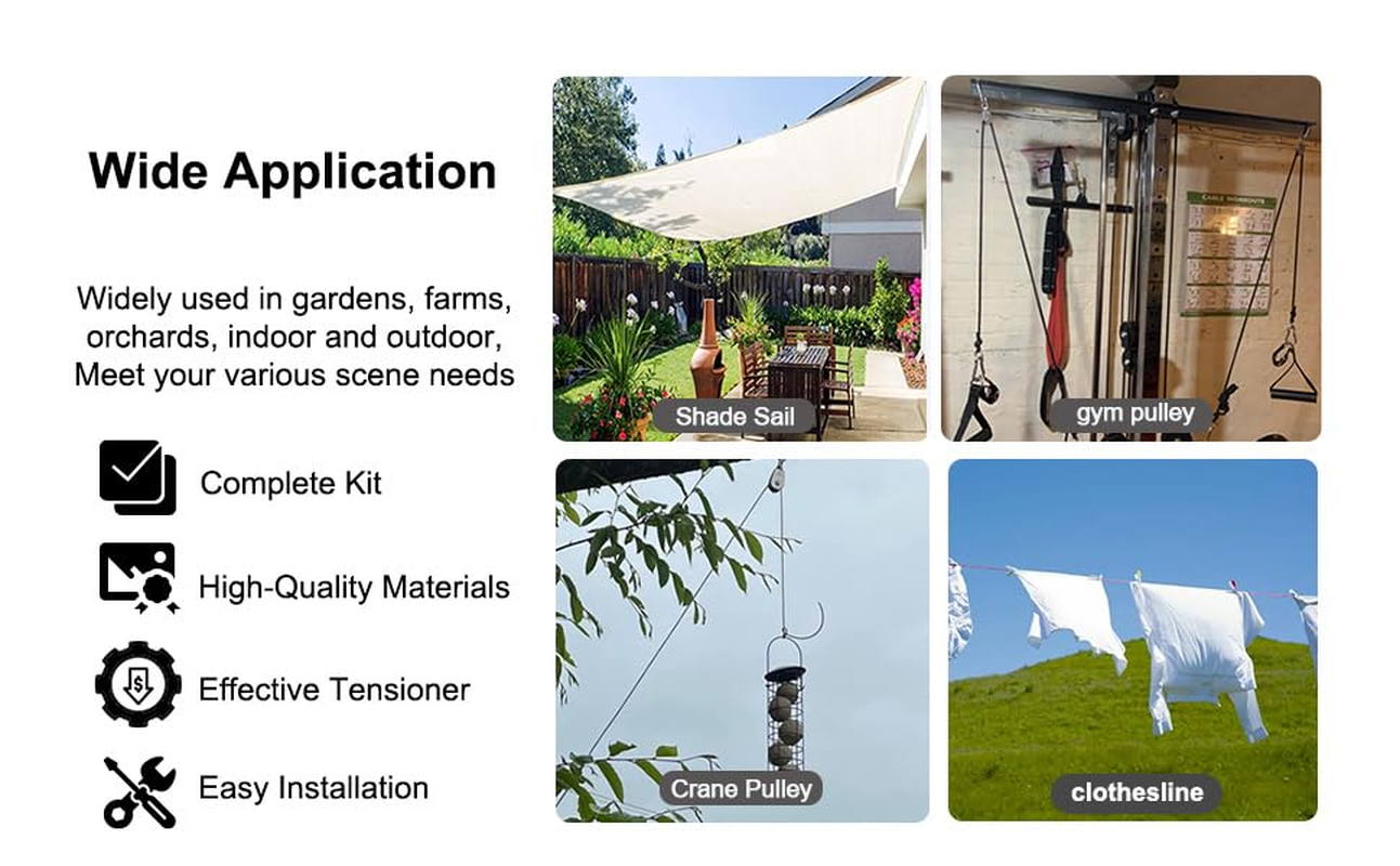 Tootaci 2Pcs M25 Crane Pulley Block,Heavy Duty Pully System for Lifting,304 Stainless Steel Swivel Hook Single Pulley Block with 20M(6Mm) Nylon Pulley Rope & 2Pcs Carabiner Snap Hook image number 6