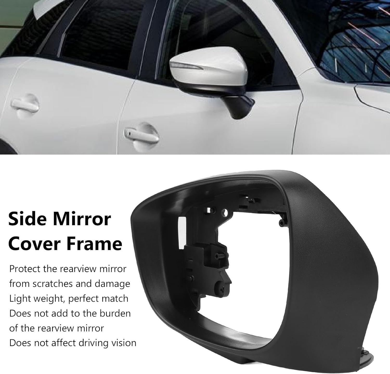 TOPINCN Precise Black Side Mirror Cover Frame Stylish Decorative Door Wing Mirror Frame Fit for MAZDA CX‑3 CX5, ABS Material, Replacement Installation,Fit for MAZDA CX-3 2015-2019 (Left)