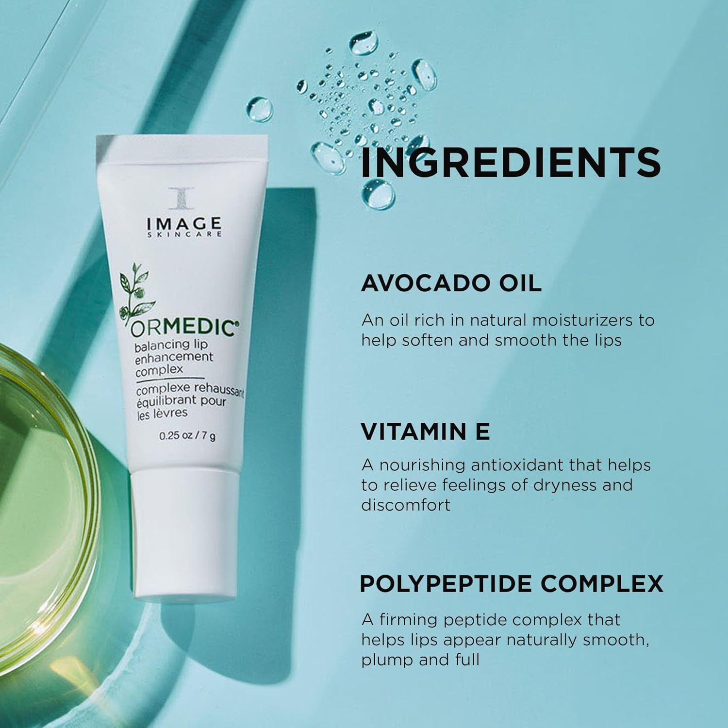 IMAGE Skincare, ORMEDIC Ph Balancing Lip Enhancement Complex, with Avocado Oil & Vitamin E for Deep Hydration, Clear, 0.25 Fl Oz image number 4