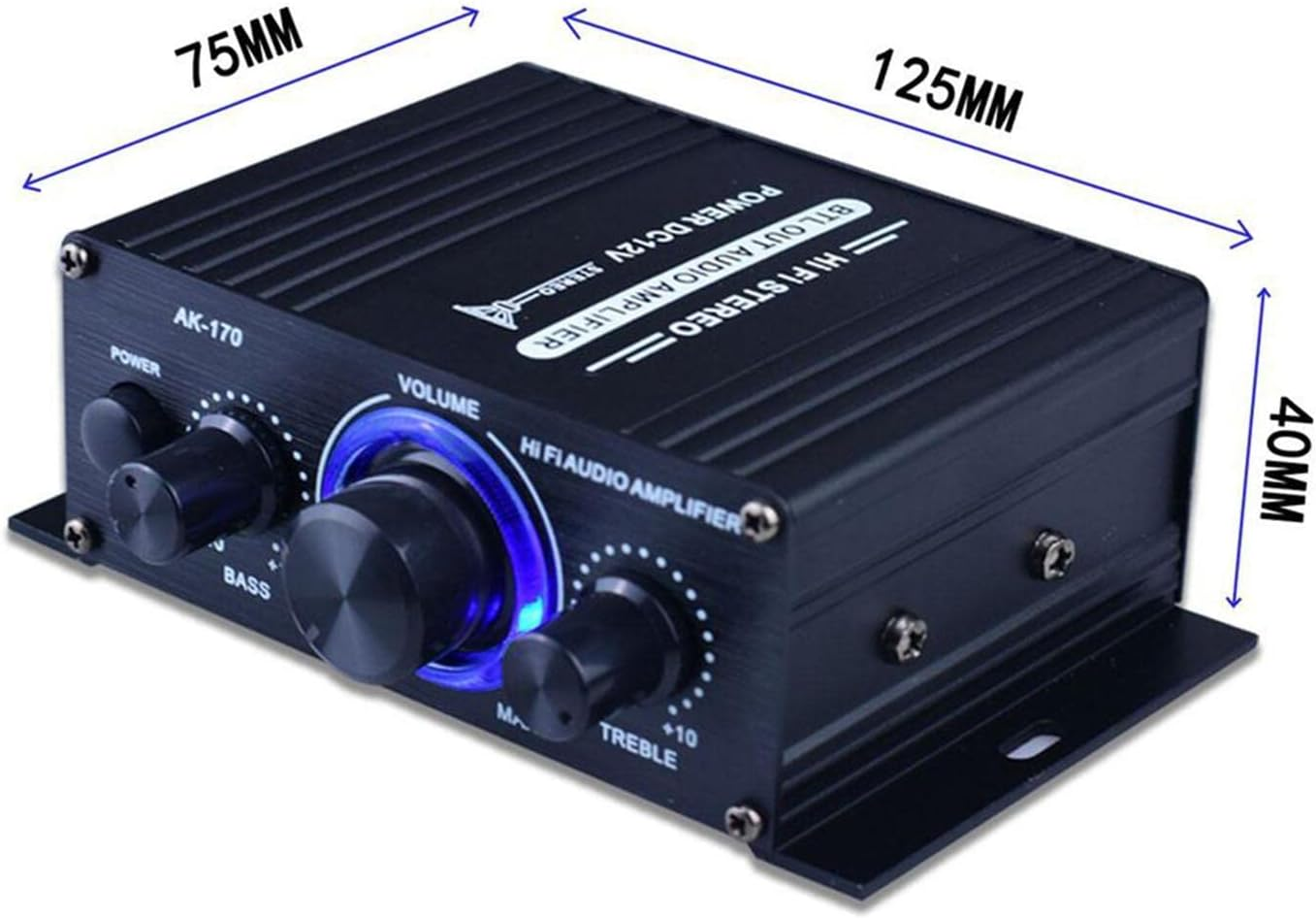 Nonmifyr Audio Stereo Amplifier AMP Power Speakers for Desktops Car Ceiling Wall Home, Black, AK170 With image number 4