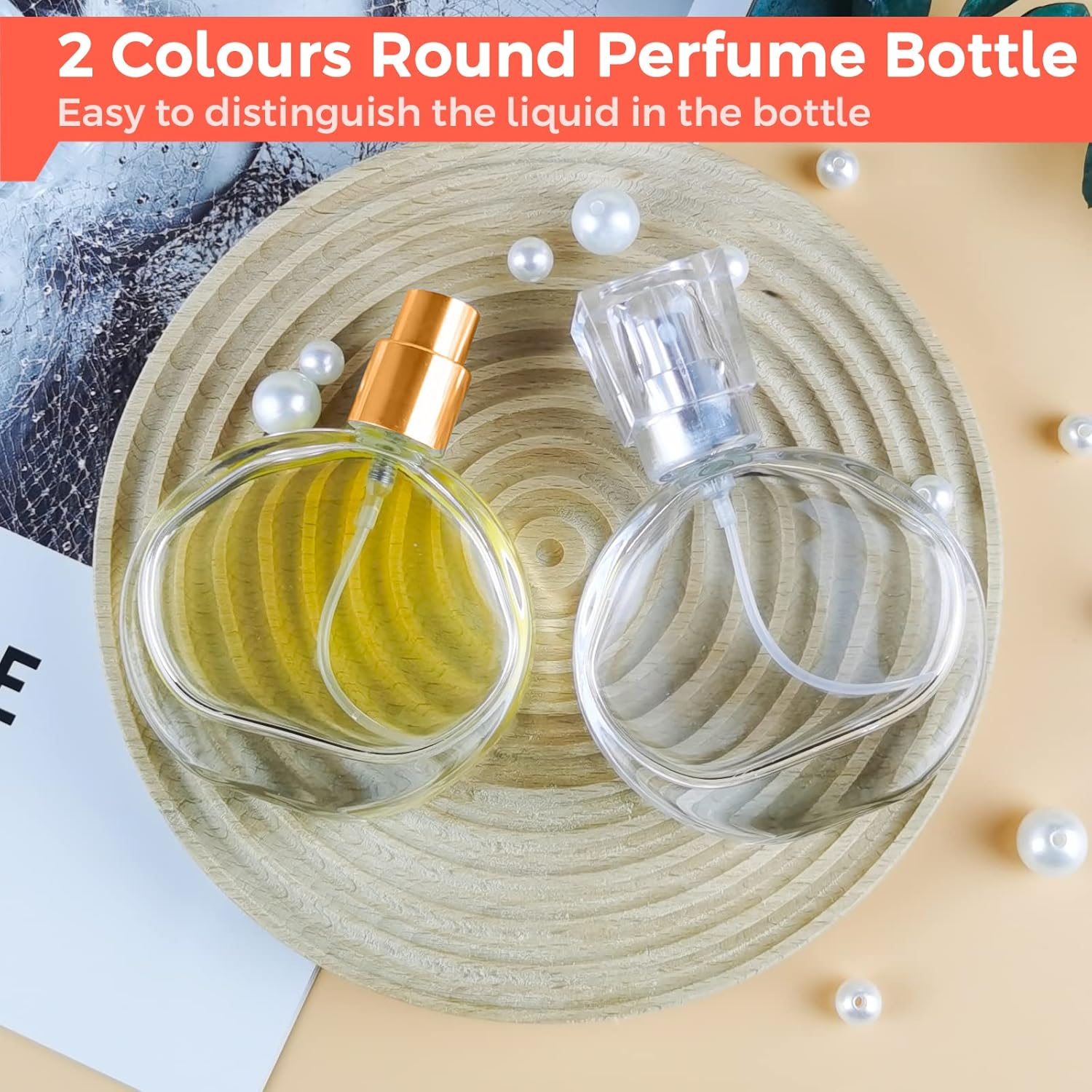 BOOHO Pack of 2 30 Ml / 50 Ml Perfume Atomiser Refillable Perfume Bottle Empty Transparent Perfume Bottles Refillable with Atomiser Pump and Funnel for Women or Girls (30 Ml) image number 1