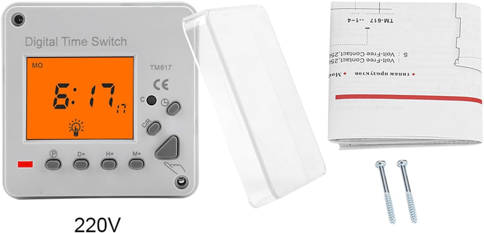 Digital Electric Programmable Outlet Timer, Smart Control Timer Switch with Backlight for Lights, Fans, Engines, Wall-Timer Switches for Devices (220VAC TM617-2) image number 3