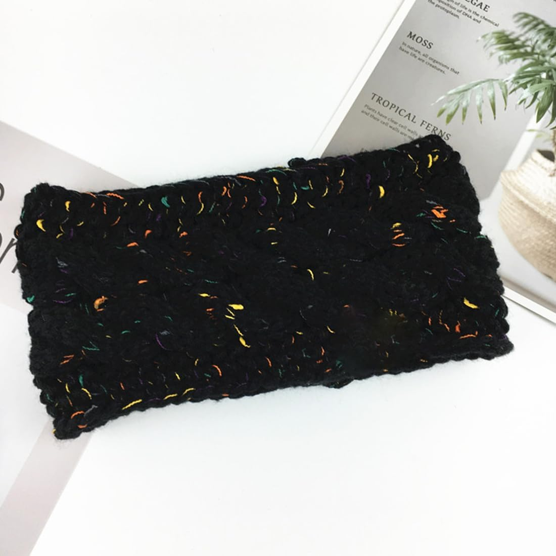 Women'S Winter Headband, Knitted Hair Bands, Winter Crochet Head Wrap, Women'S Winter Headband, Elastic Hair Band, Black, Beige, Pack of 2 image number 4