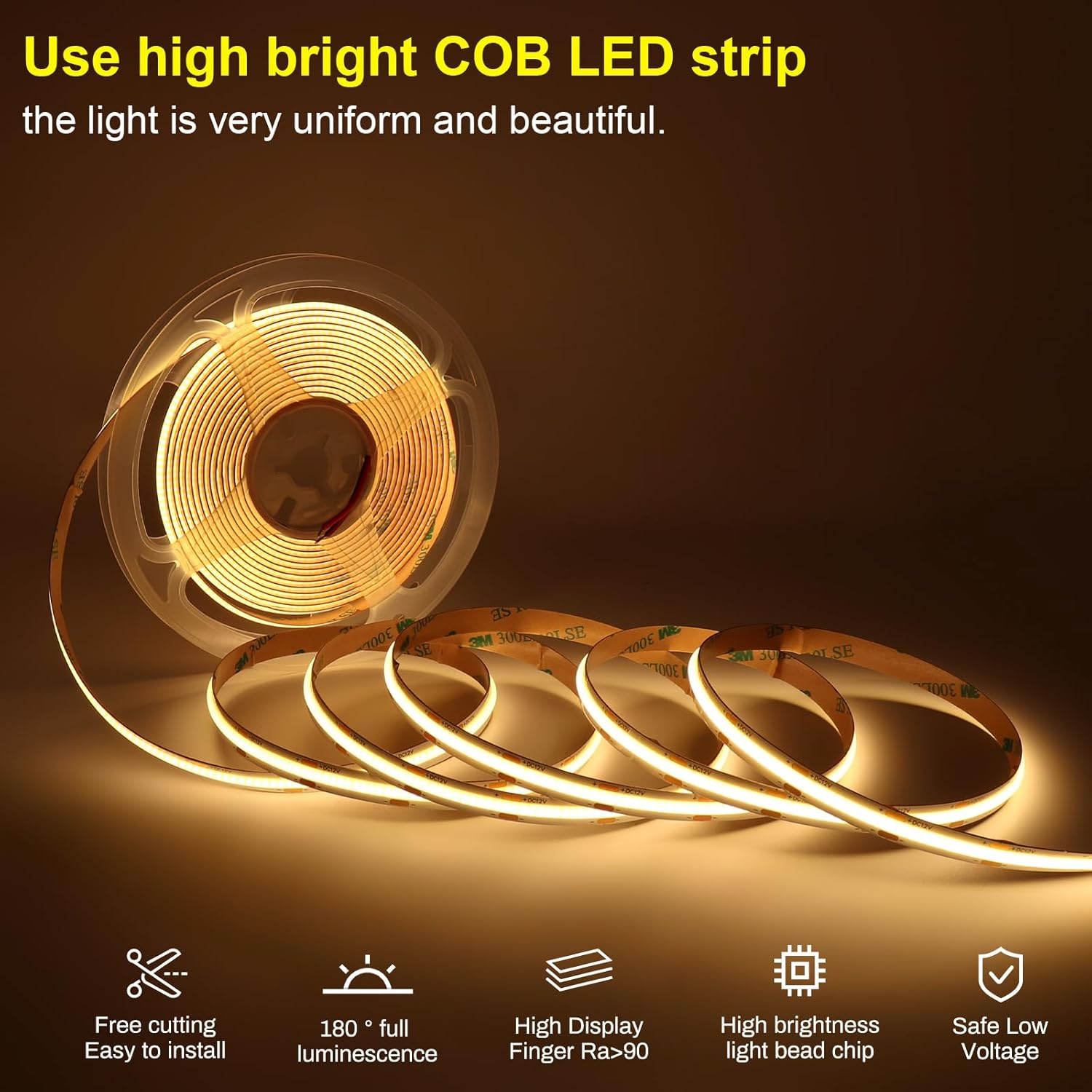 Intelligent Motion Sensor LED Stair Light Kit, Easy Installation with Main Wire, Daylight Sensor & Remote Control, 16 Steps Indoor Staircase Lighting, High Bright Warm White COB Strip CRI>90 image number 3