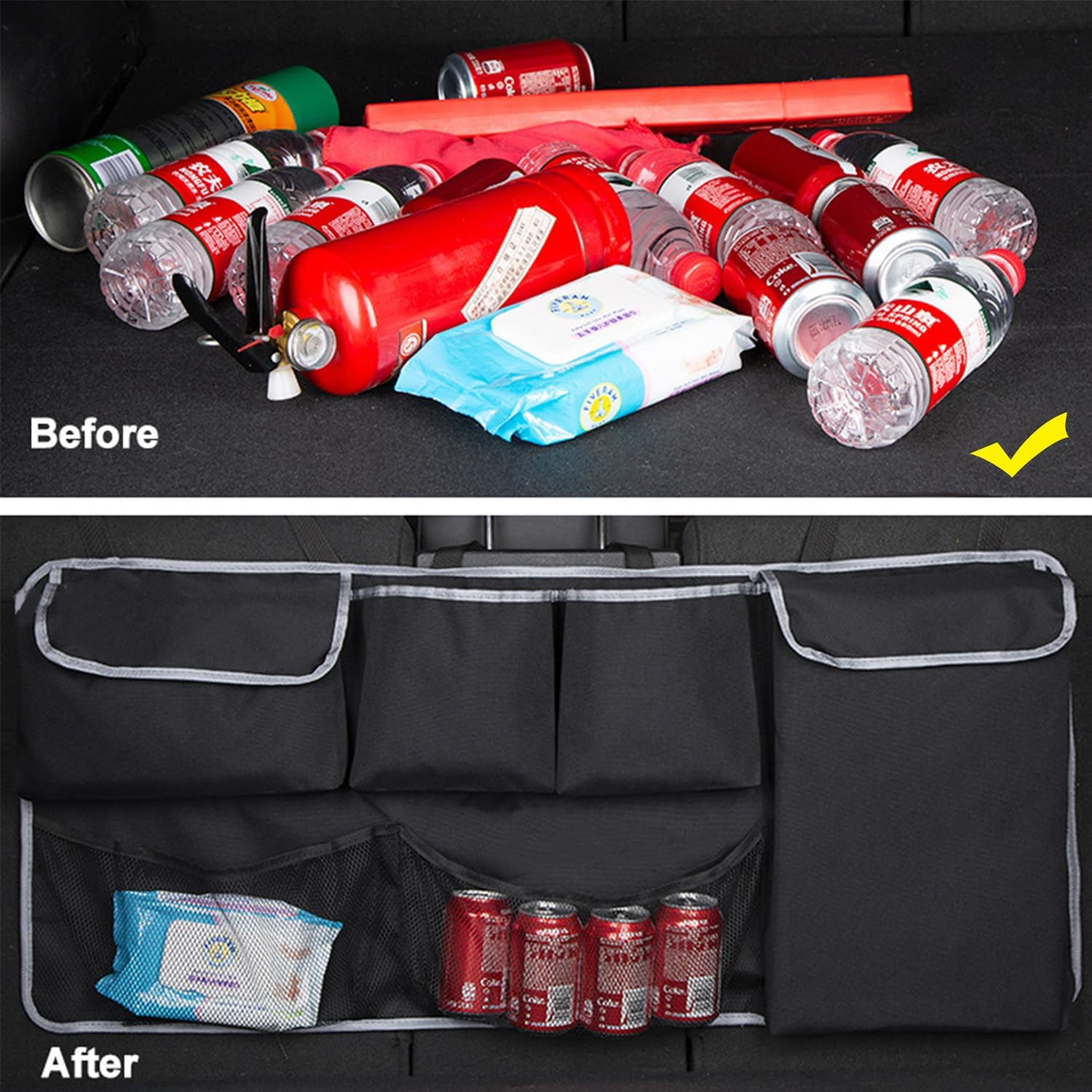 Taicols Car Trunk Organizer I Sport Touring Carbon Edition SUV - Spacious Storage, Backseat Hanging Bag, Tissue Holder, Car Trunk Organizer Backseat Hanging Storage Bag, Universal Car Accessories image number 6