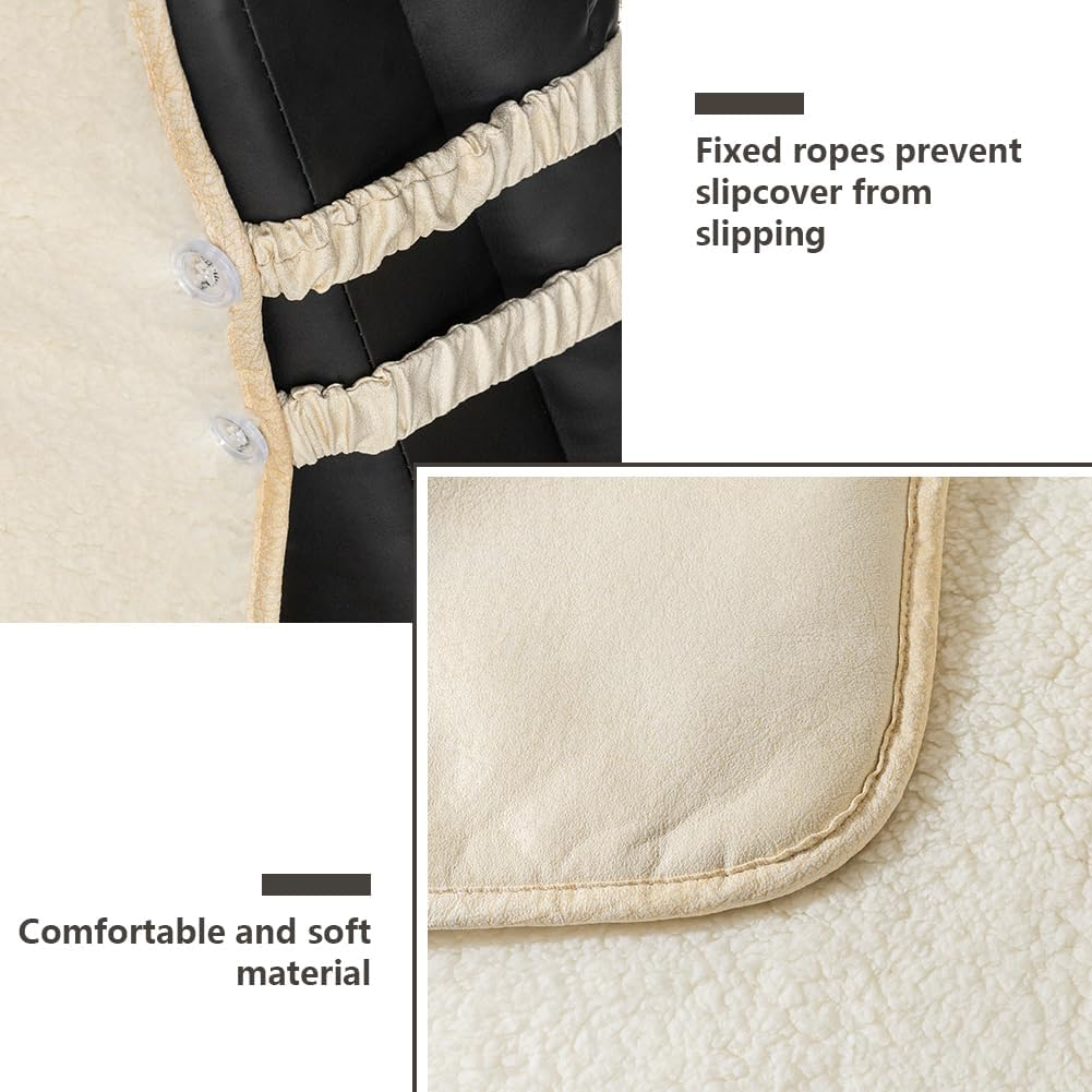 STONECREST Recliner Chair Cover, Sherpa Slipcover, Stay in Place (White/Beige, 23"(58CM) Regular Recliner) image number 5