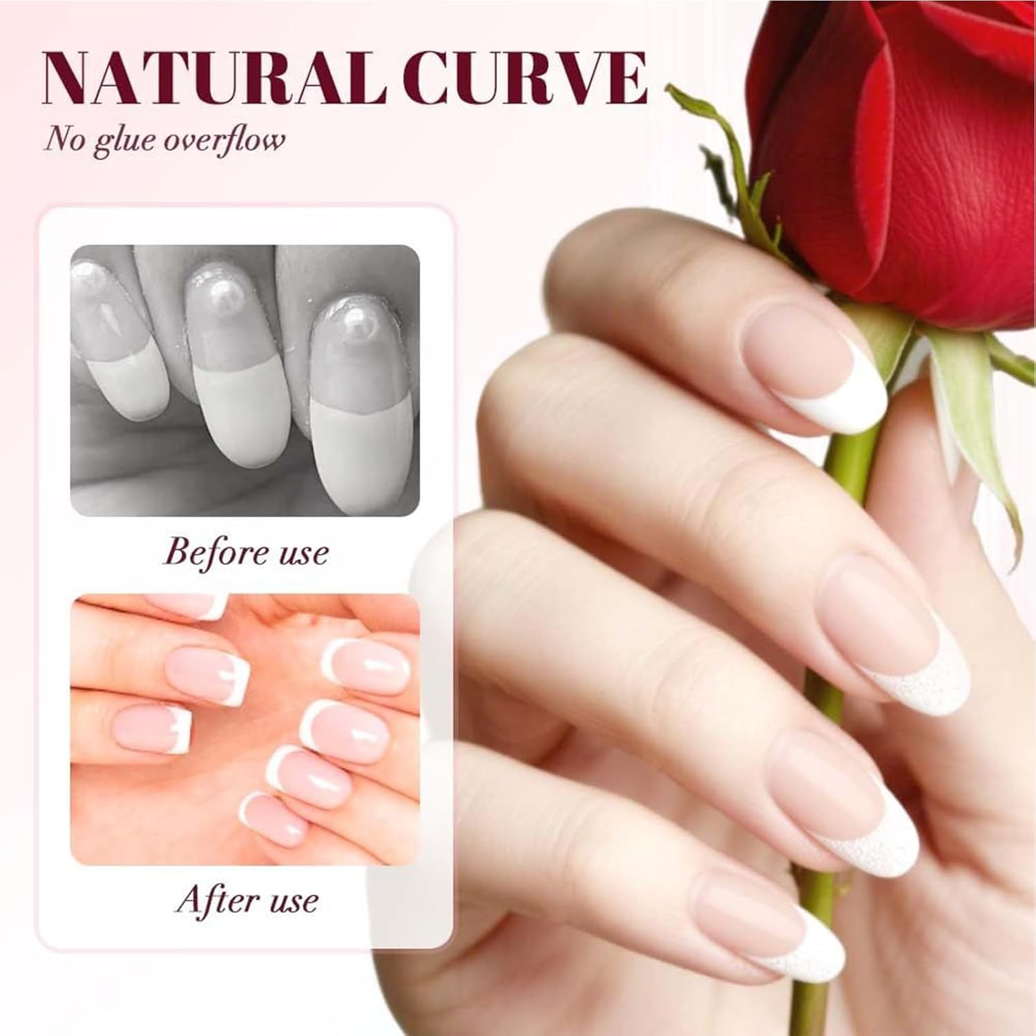 French Tip Nail Stamper Kit, Clear Silicone S Stamp Tool for Manicure, Nail Printing Accessory for Travel, Salon, Home Use, Indoor or Outdoor, 1 Set image number 3