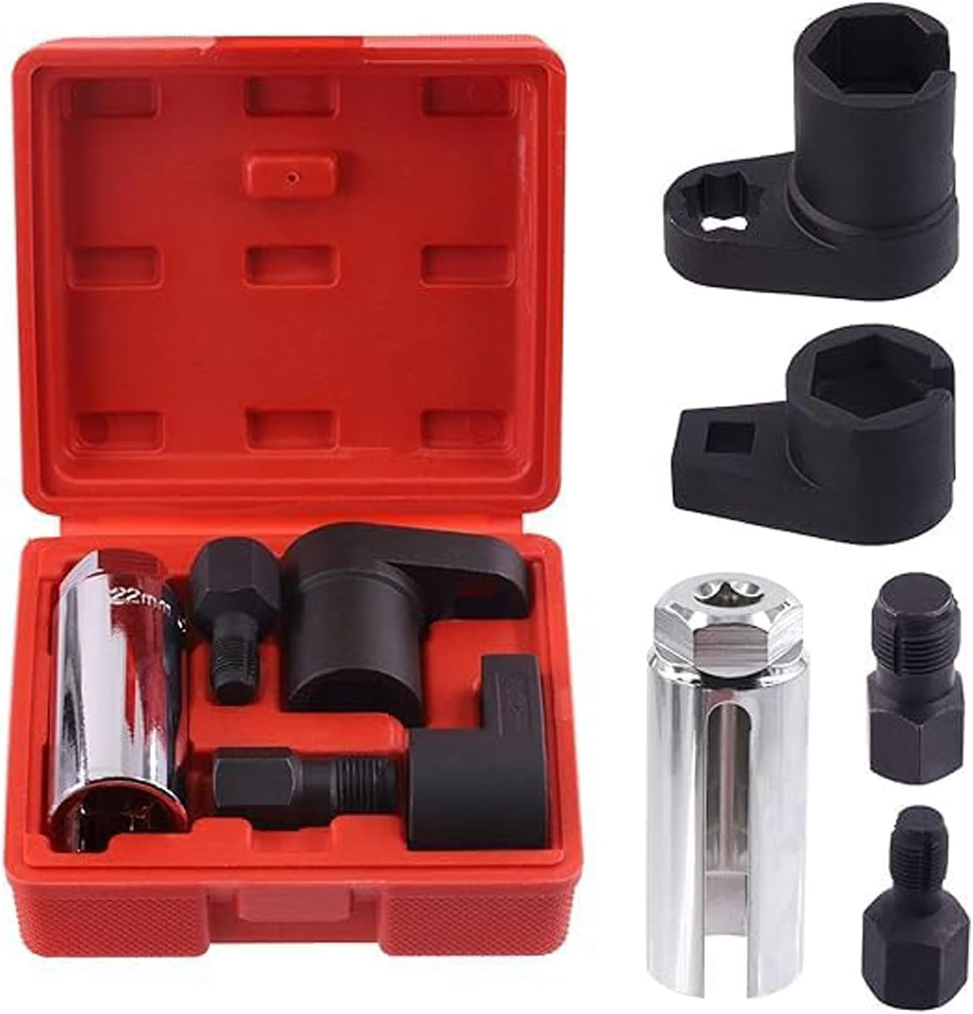 5 PCS Automotive Tool Oxygen Sensor Socket Set Wrench Remover Tool and Thread Chaser Set, Car Accessories O2 Oxygen Sensor Socket Set for Removing and Install Oxygen Sensors image number 6