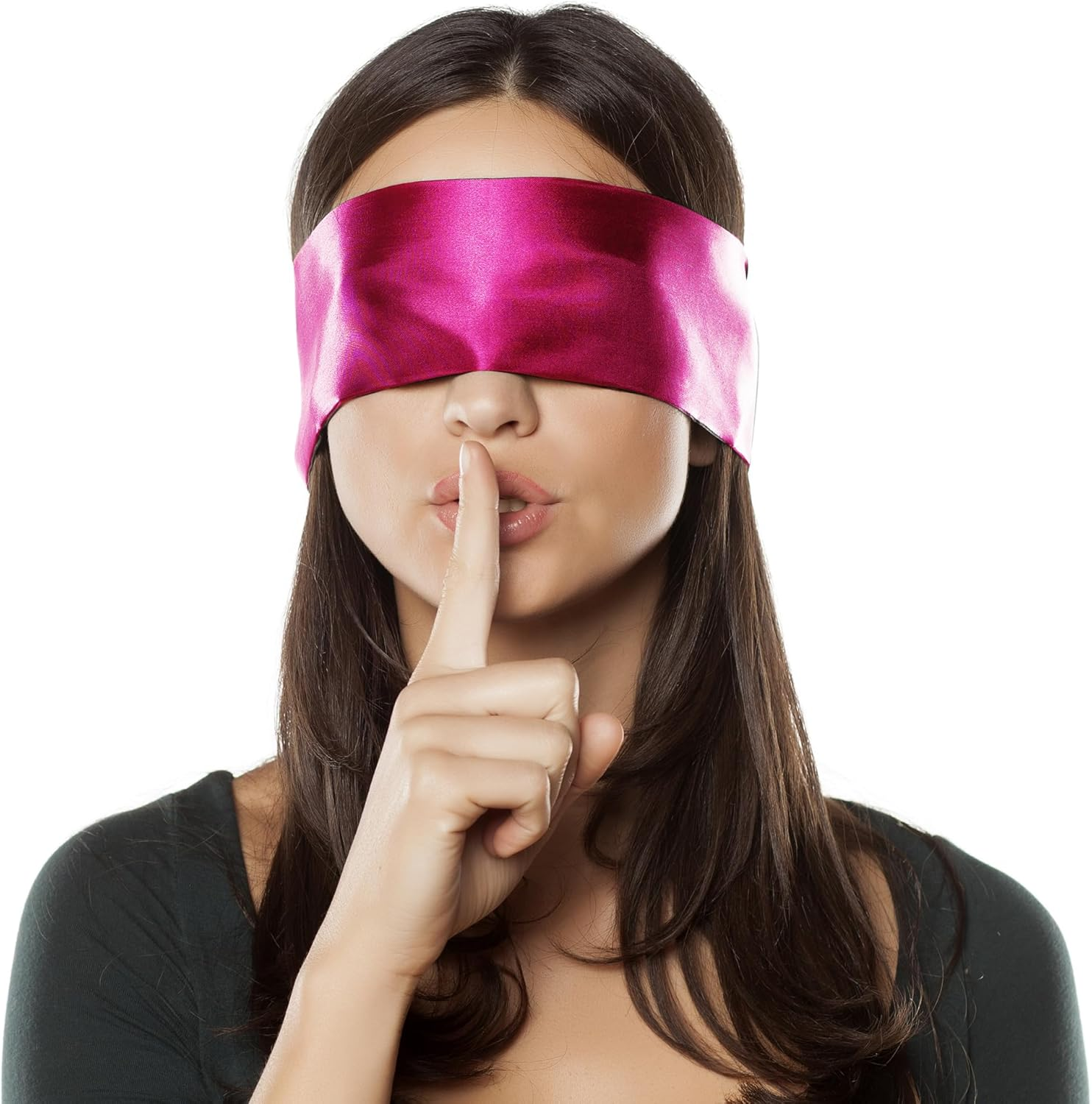 FRESHME Satin Sleep Mask - Comfortable Eye Mask Blindfold for Women Men Soft Adjustable Blackout Eye Cover Shade for Night Sleeping Travel Meditation Pure Black Valentine'S Day Gift 160Cm/63In