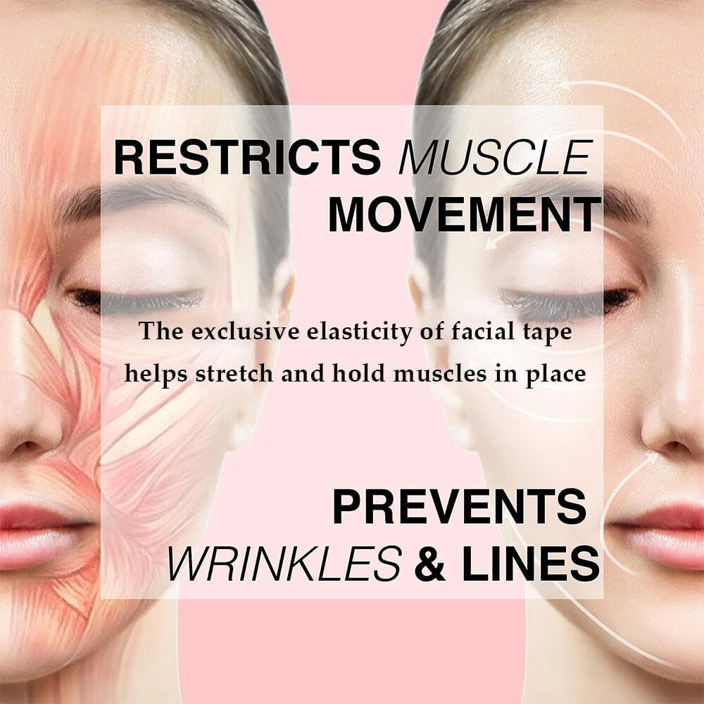 Dolemay Wrinkles Face Patches,2 PCS Face Tape 2.5Cm*5M Neck Forehead Eye Double Chin Lift V Shape Refill Tapes Multifunctional High Elasticity Wrinkle Patches Kinesiology Tape Face Skin Lifting Tape image number 4