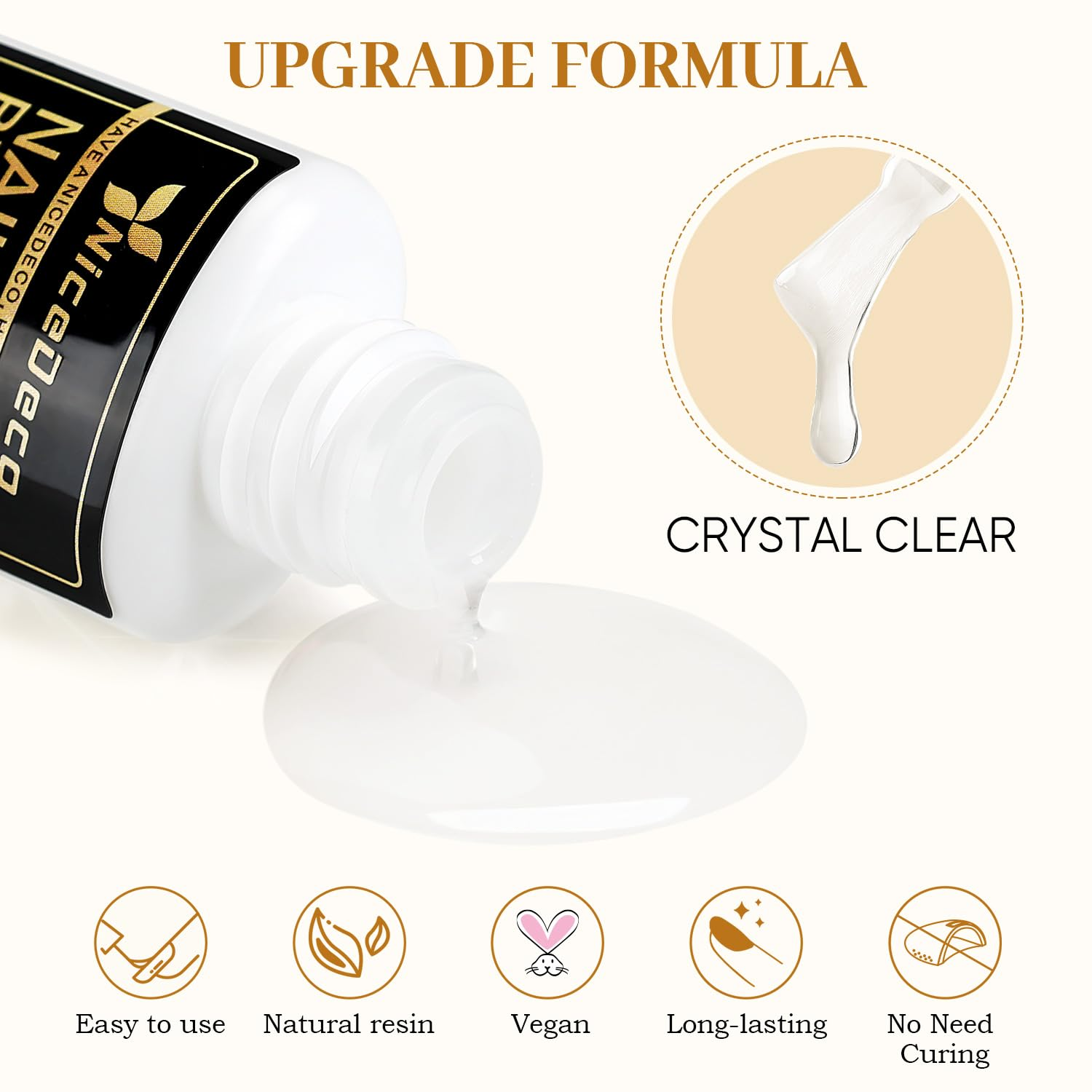 Nicedeco Nail Glue and Remover Set for Press on Nails, Ultra-Strong Medical Grade Formula for Fake Nails, Brush-On Application for Nail Tips, Fast-Acting, 2 X 10Ml/0.33 Fl.Oz Bottles image number 1