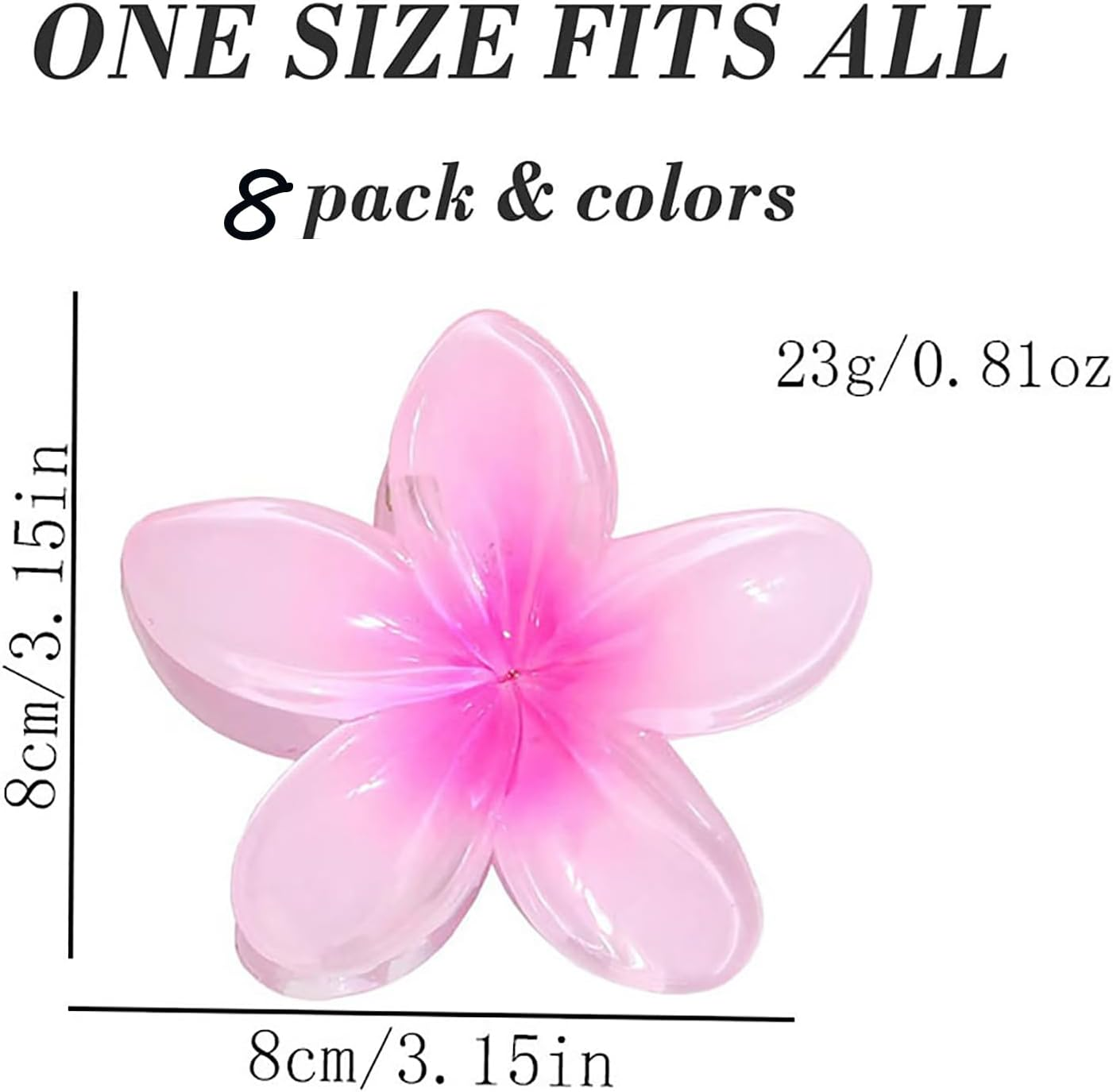 Flower Hair Clips,8 Pcs Color Hair Clips Flower Claw Clips Plumeria Hair Claw Clips Strong Hold Big Hair Claw Clips for Thick/Thin Hair for Women