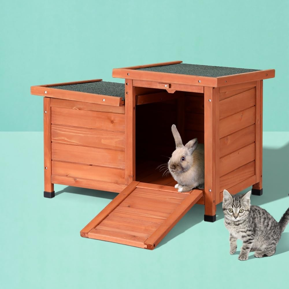 I.Pet Rabbit Hutch Outdoor Cat House Wooden Shelter Condo Small Enclosure Indoor image number 4