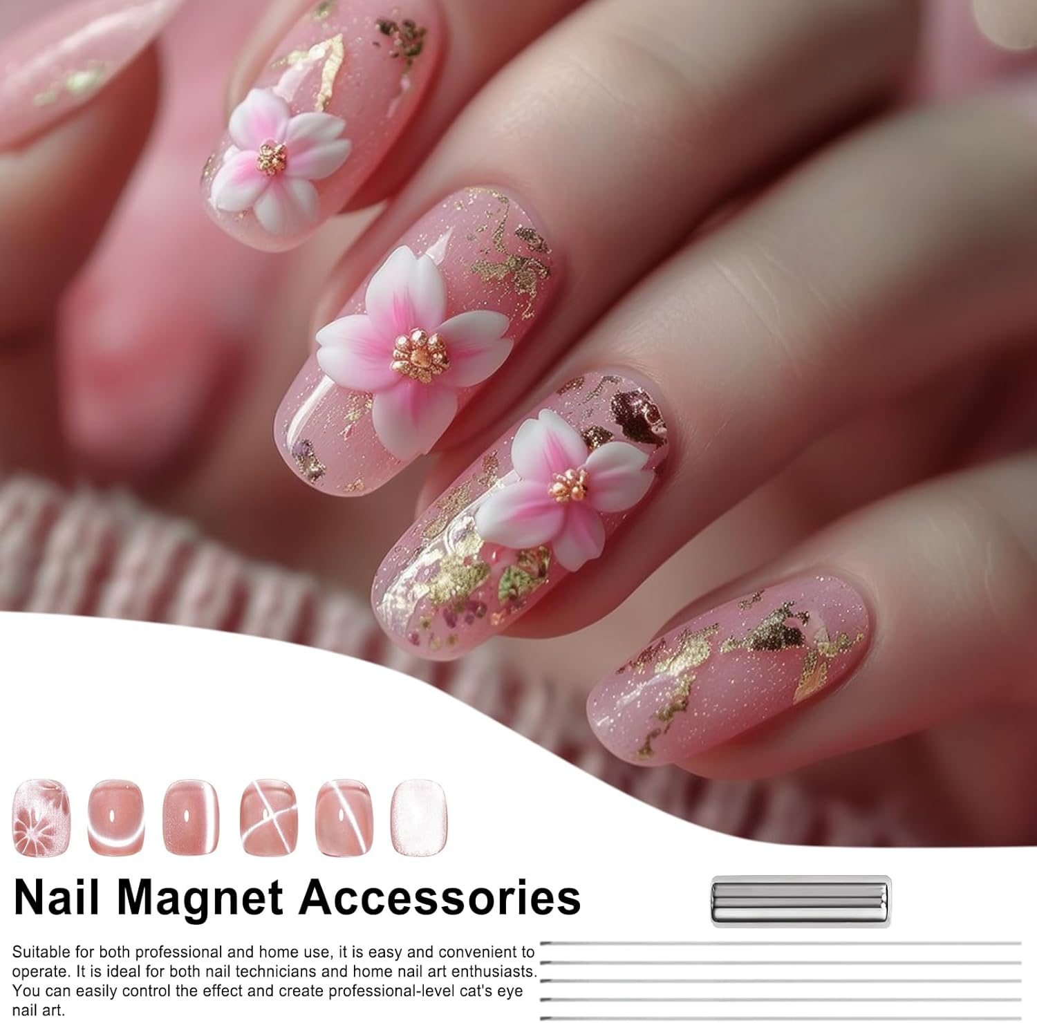 Cat Eyes Magnet,Cat Eyes Nail Magnet Paper Clips - Heart Strong Suction Manicure Tool Wire Beauty Care for Girls, Professionals & Home image number 6