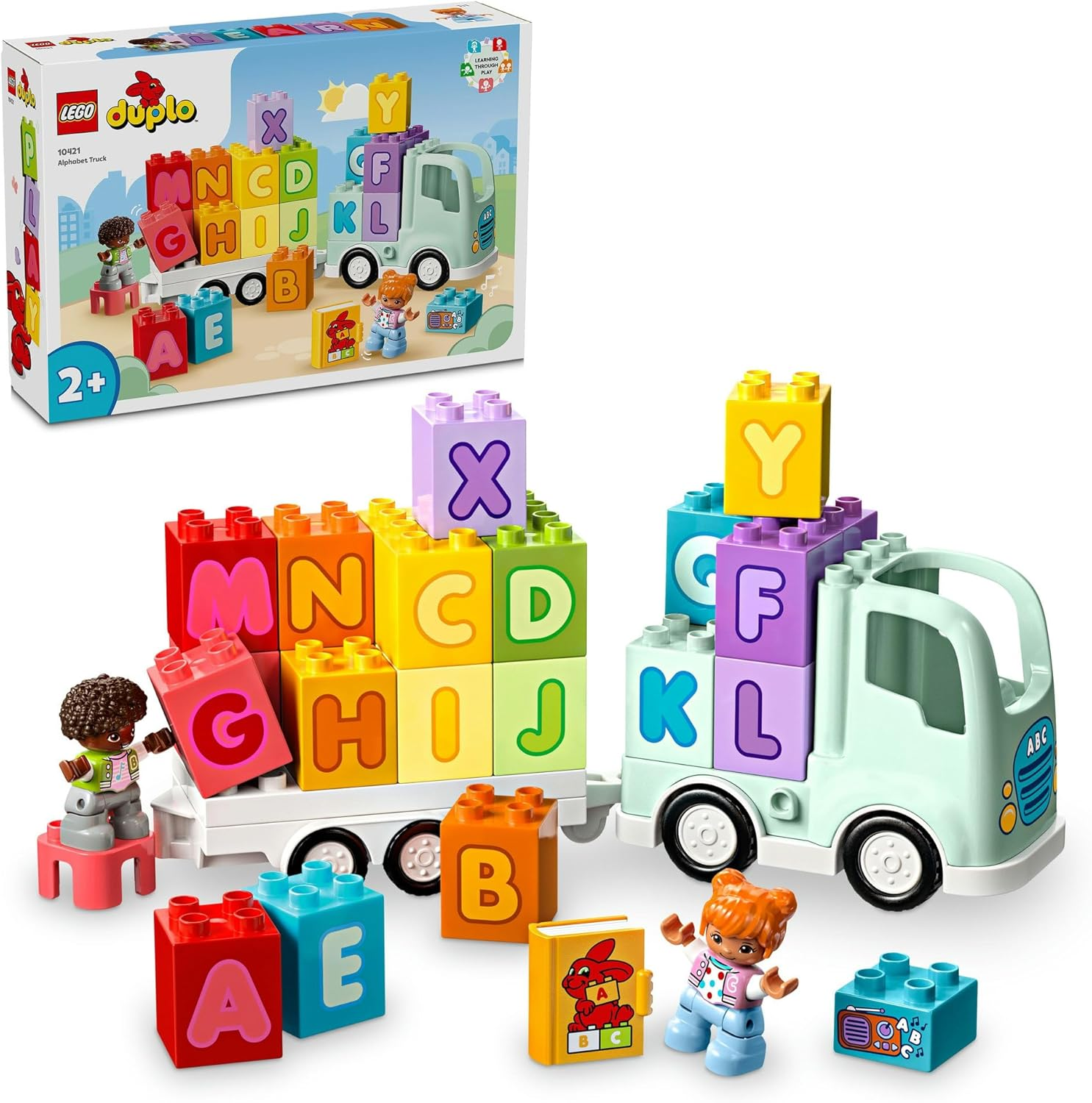 LEGO DUPLO Town Alphabet Truck Toy, Toddler Learning Toy for 2 plus Year Old Boys & Girls, Vehicle Construction Set with ABC Bricks and 2 Figures, Educational Kids' & Baby Toy 10421 image number 1