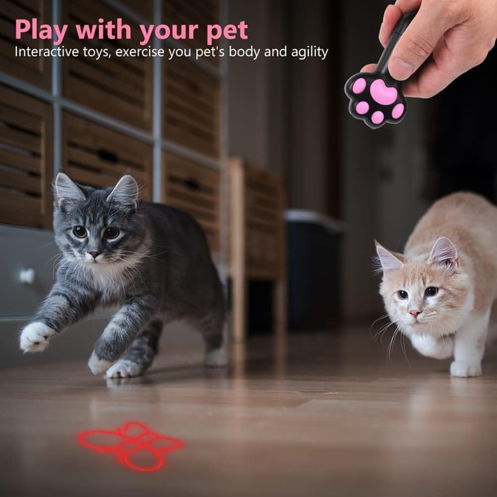 Mumoo Bear Cat Dog Red Pointer Light Toy, 7 in 1 Paw Style Cat Toys Cat Dog Interactive Toy, USB Rechargeable LED Cat Pen Light, Pet Scratching Practice Chase Training Tool (Black) - White image number 3