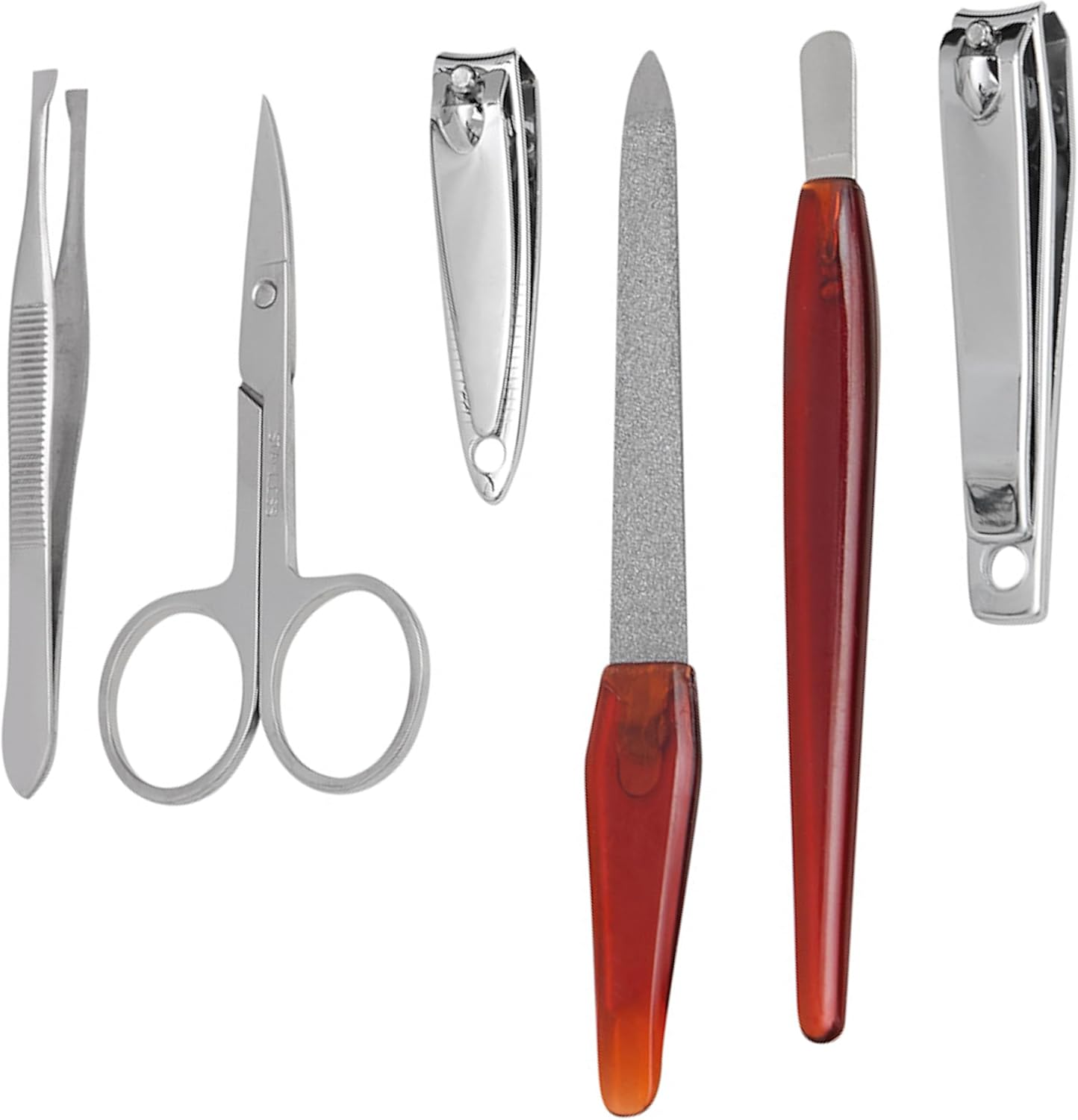 Manicure Set Nail Essentials Travel Manicure Set for Men and Women 6-Piece Nail Scissors, Nail File, Tweezers, Nail Scraper, Large and Small Nail Clippers Case with Side Button Closure