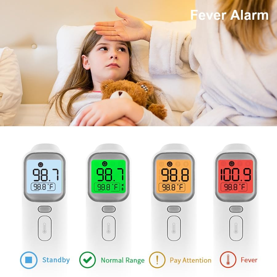 Mitdir&reg; 20A Infrared Digital Ear and Forehead Thermometer, Non Contact Medical Temperature Thermometer for Adults Children Baby and Object with Fever Alarm, Instant Reading, Memory Function (20A) image number 2