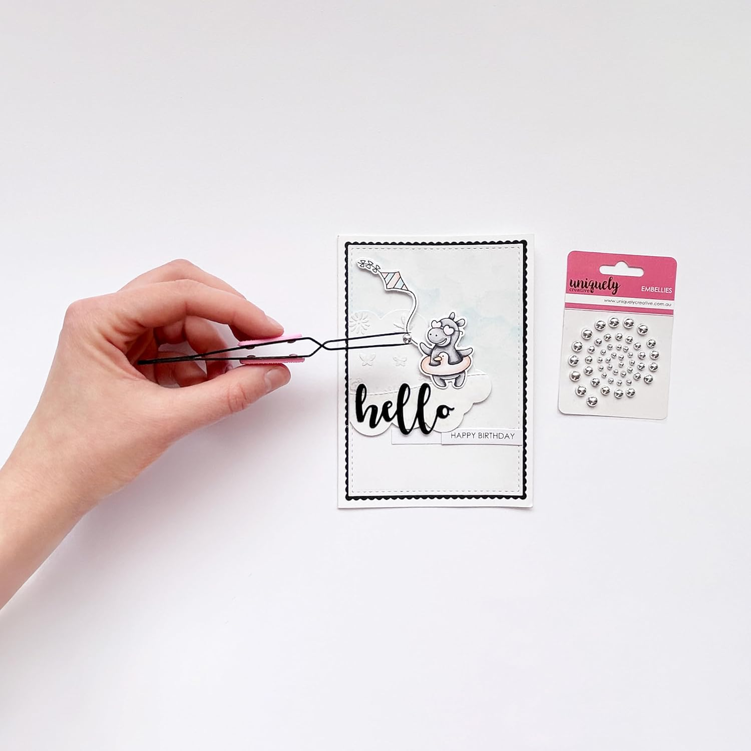 Uniquely Creative Craft Tweezers for DIY, Scrapbooking and Crafts - Stainless Steel Angled Precision Tip (Black and Pink, 12.7 X 2.5 X 2.5 Centimetres) image number 4