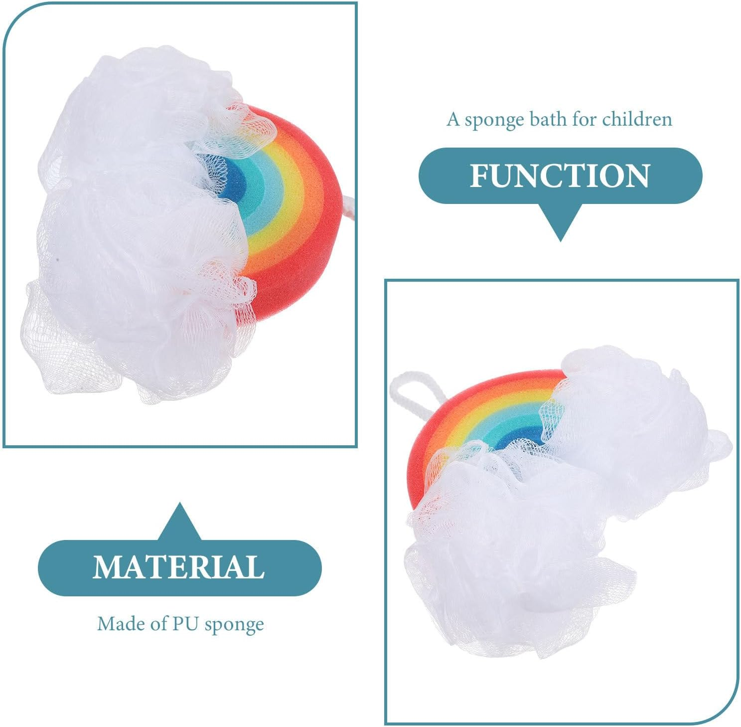 EXCEART 3Pcs Rainbow Bath Sponge Bath Loofahs Kids Baby Shower Sponge Shower Loofah Sponge Exfoliating Loofah Sponge Natural Sponges Kids Bathing Tool Body Pu Sponge Bath Wipe Child image number 4