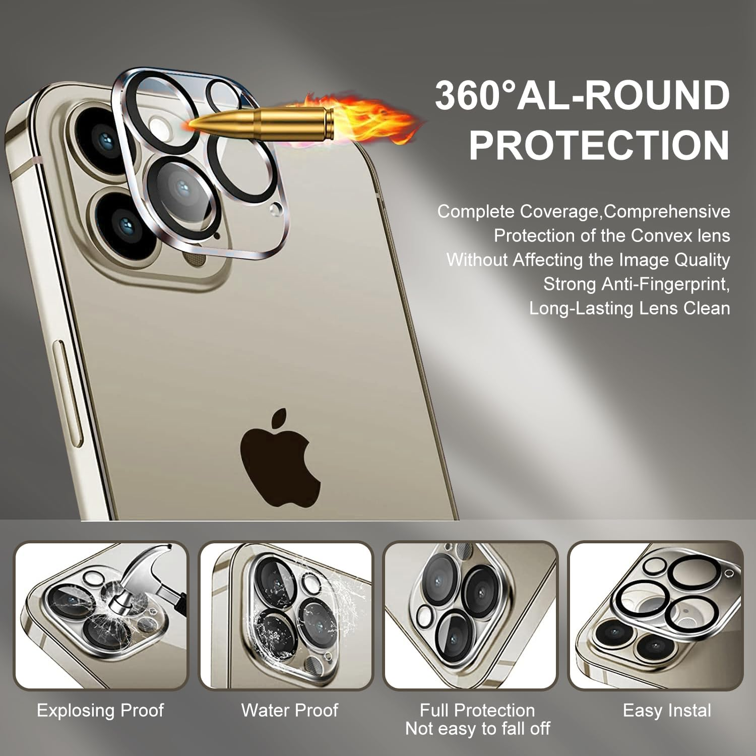 [3 Pack] T Tersely Camera Lens Screen Protector for Iphone 16 Pro/Iphone 16 Pro Max, 9H Hardness Transparent HD Protective Tempered Glass Protector Film image number 3