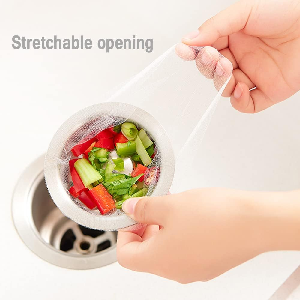 Sink Strainer Filter Mesh Bag 200Pcs, Kitchen Sink Trash Mesh Bag, Disposable (White) image number 4
