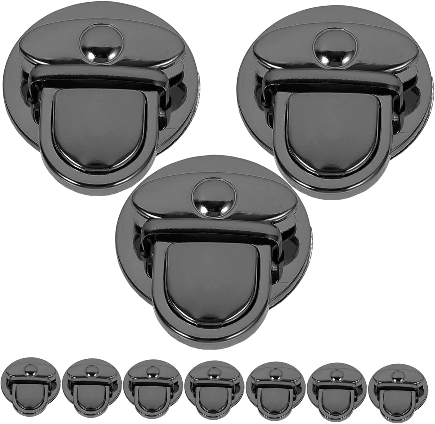 COHEALI 10Pcs Iron round Press Bag Locks DIY Handbag Accessories Gun Black Metal Buckle Set for Purse Making and Craft Supplies