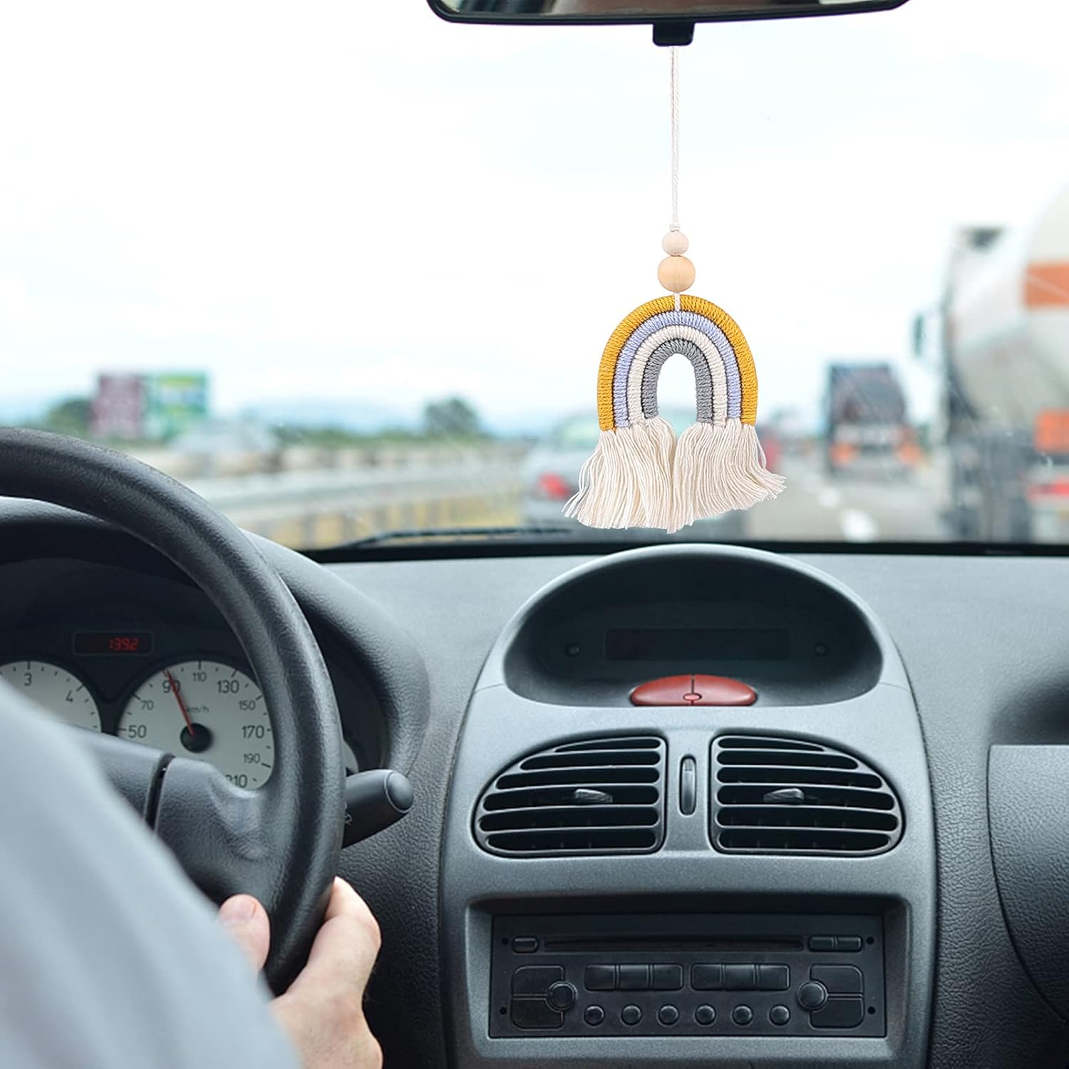 VICASKY 2Pcs Aromatherapy Pendant Handmade Car Accessories Hanging Decor Adorable Rainbow Hanging Air Freshener for Car image number 1