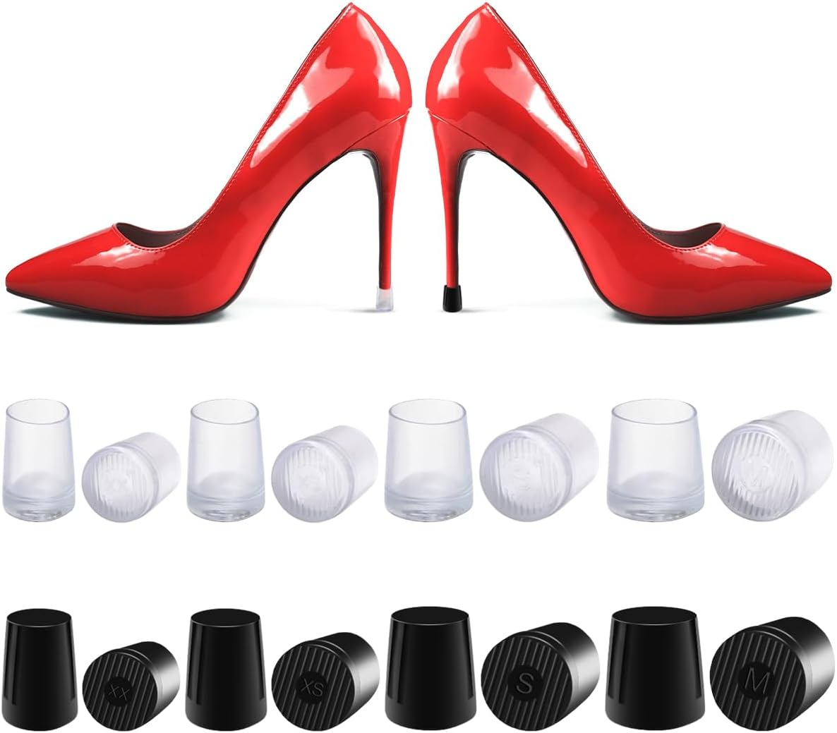 WELANE High Heel Protectors, 8 Pairs White and Black High Heel Stoppers for Grass, Weddings, Formal Occasions (4 Sizes) image number 1